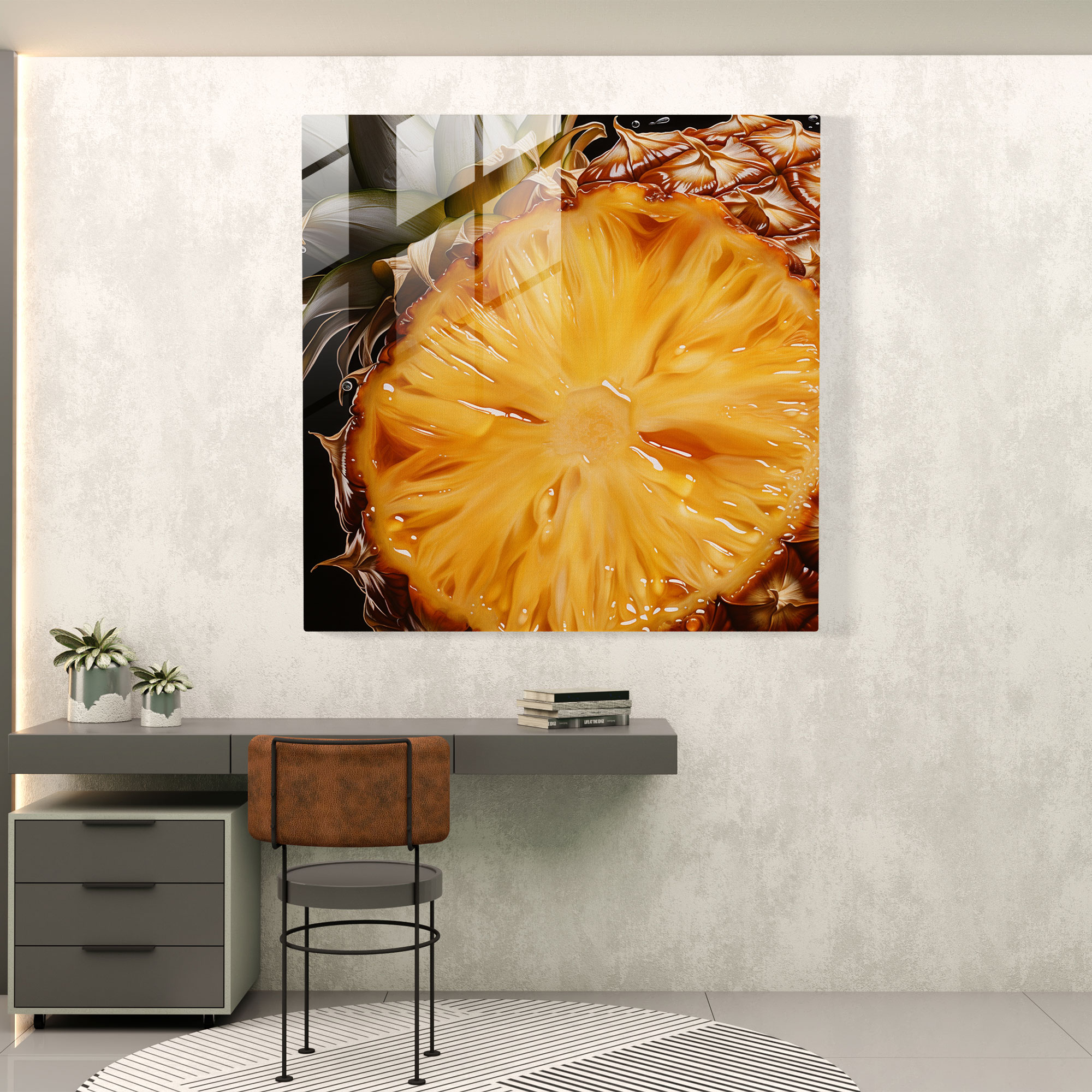 Saftiges Ananas Glasbild - Ananas Glasbild Ölgemälde Scheibe