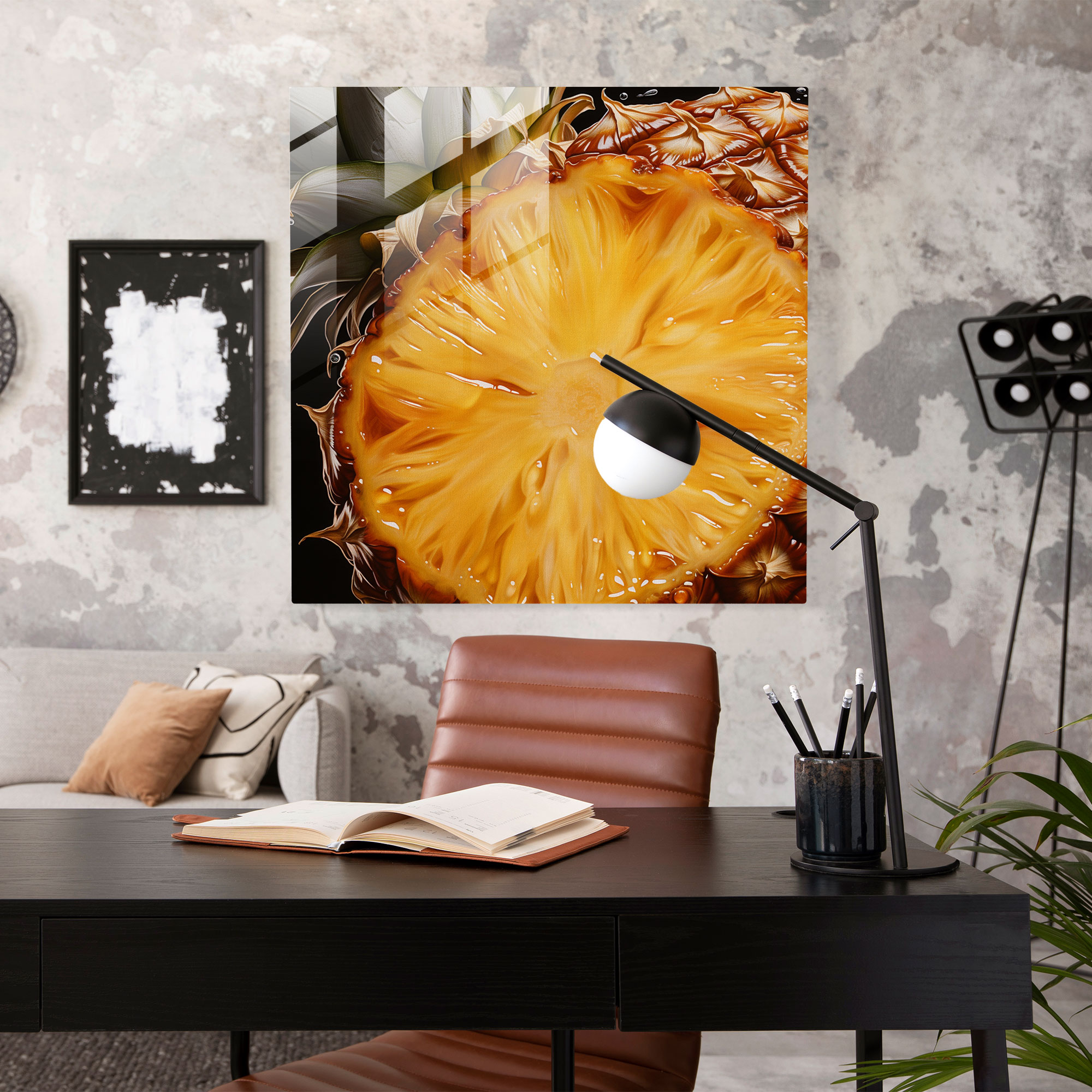 Saftiges Ananas Glasbild - Ananas Glasbild Ölgemälde Scheibe