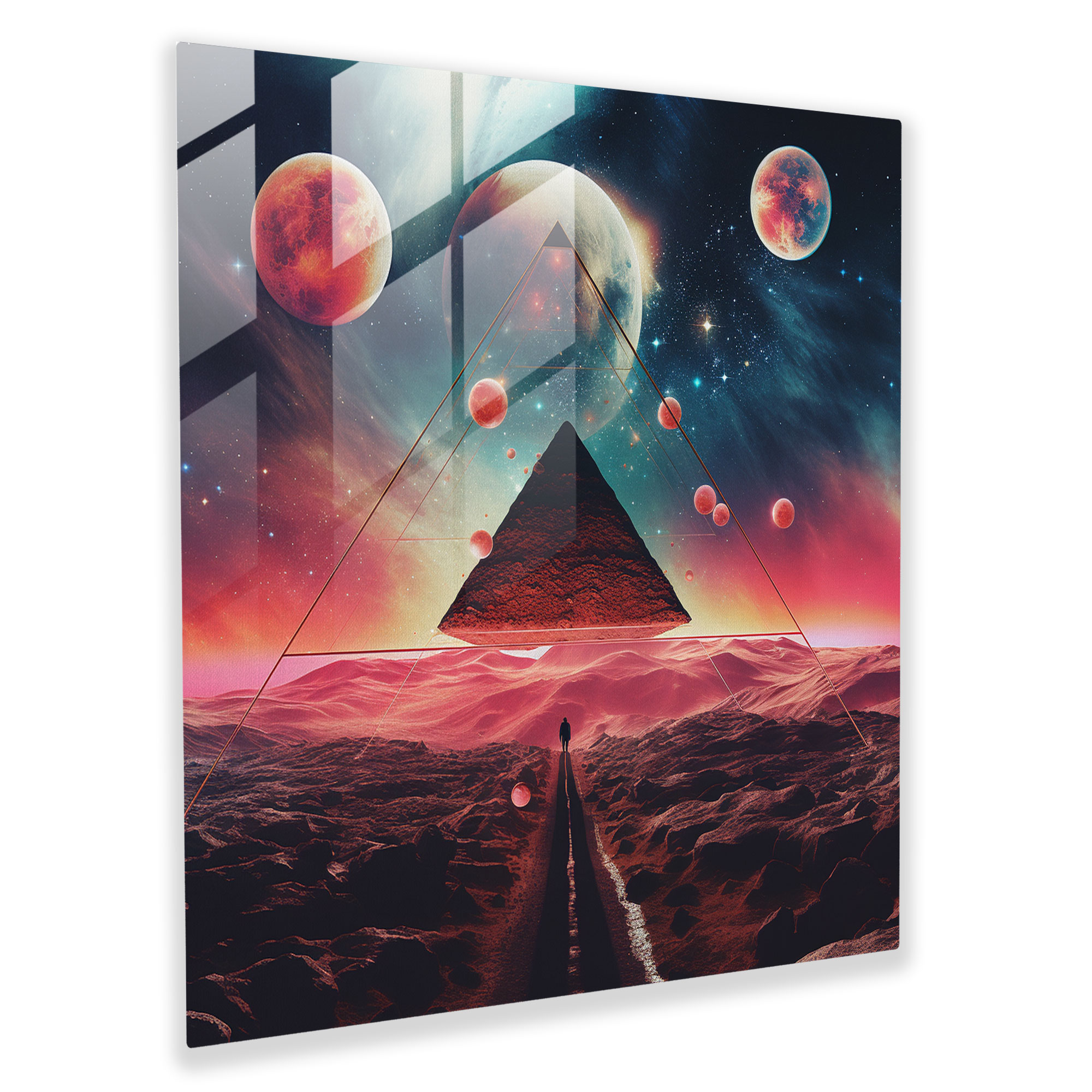 Glasbild Pink Floyd - Kosmische Surreale Kunst - Wanddekoration Glasbild Glas Kunst