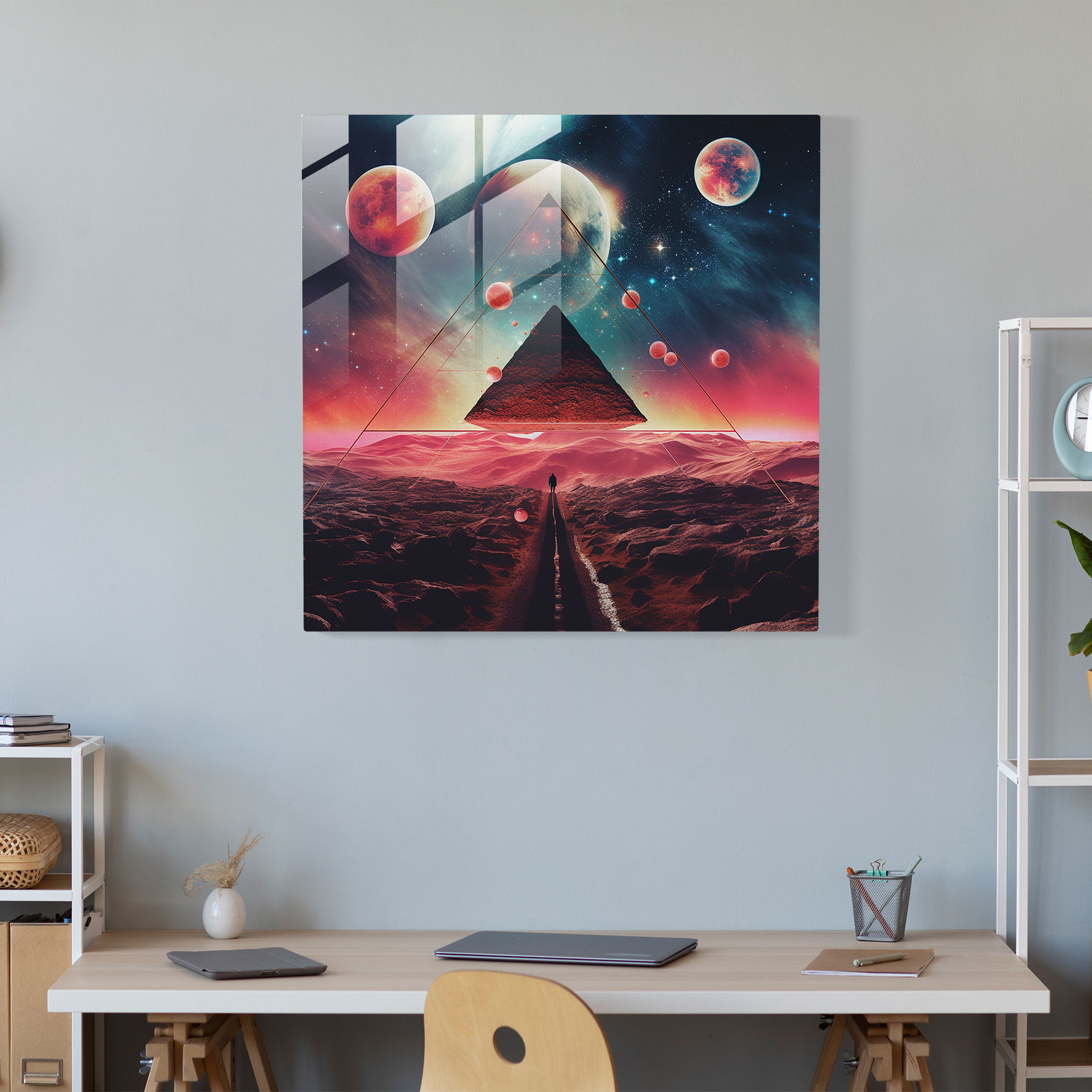 Glasbild Pink Floyd - Kosmische Surreale Kunst - Wanddekoration Glasbild Glas Kunst