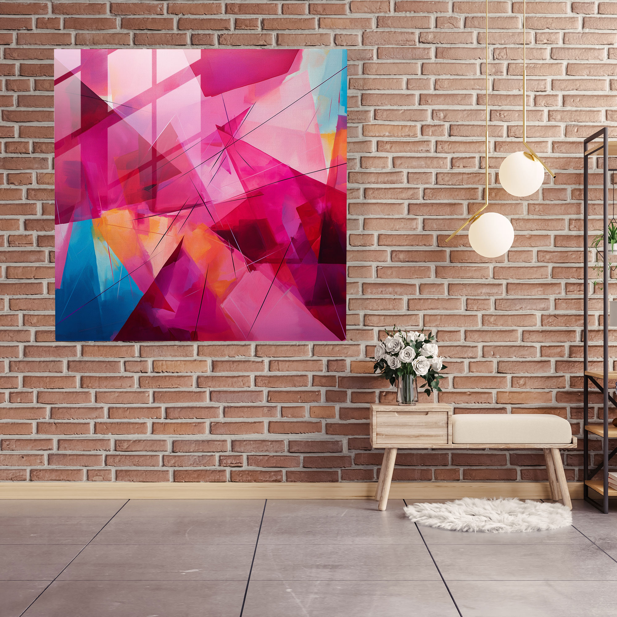 Glasbild Pink Floyd - Geometrisches abstraktes Prisma - Glasbild Kunst aus Glas geometrisches abstraktes Gemälde Glasbild