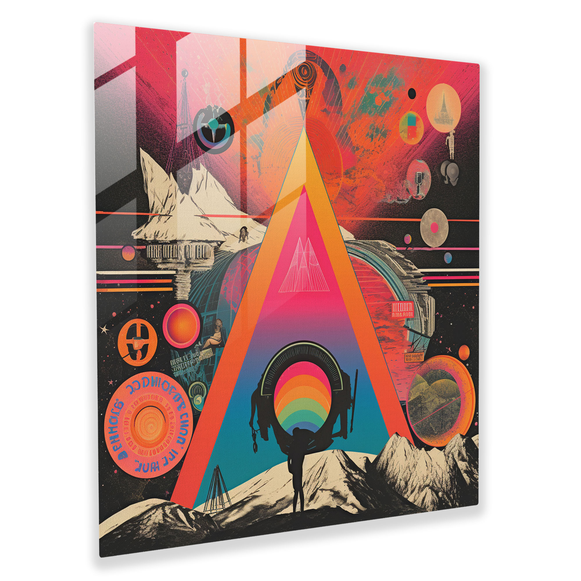 Pink Floyd Glasbild - Retro Collage Konzert Poster - Pink Floyd Design Glas Wandkunst