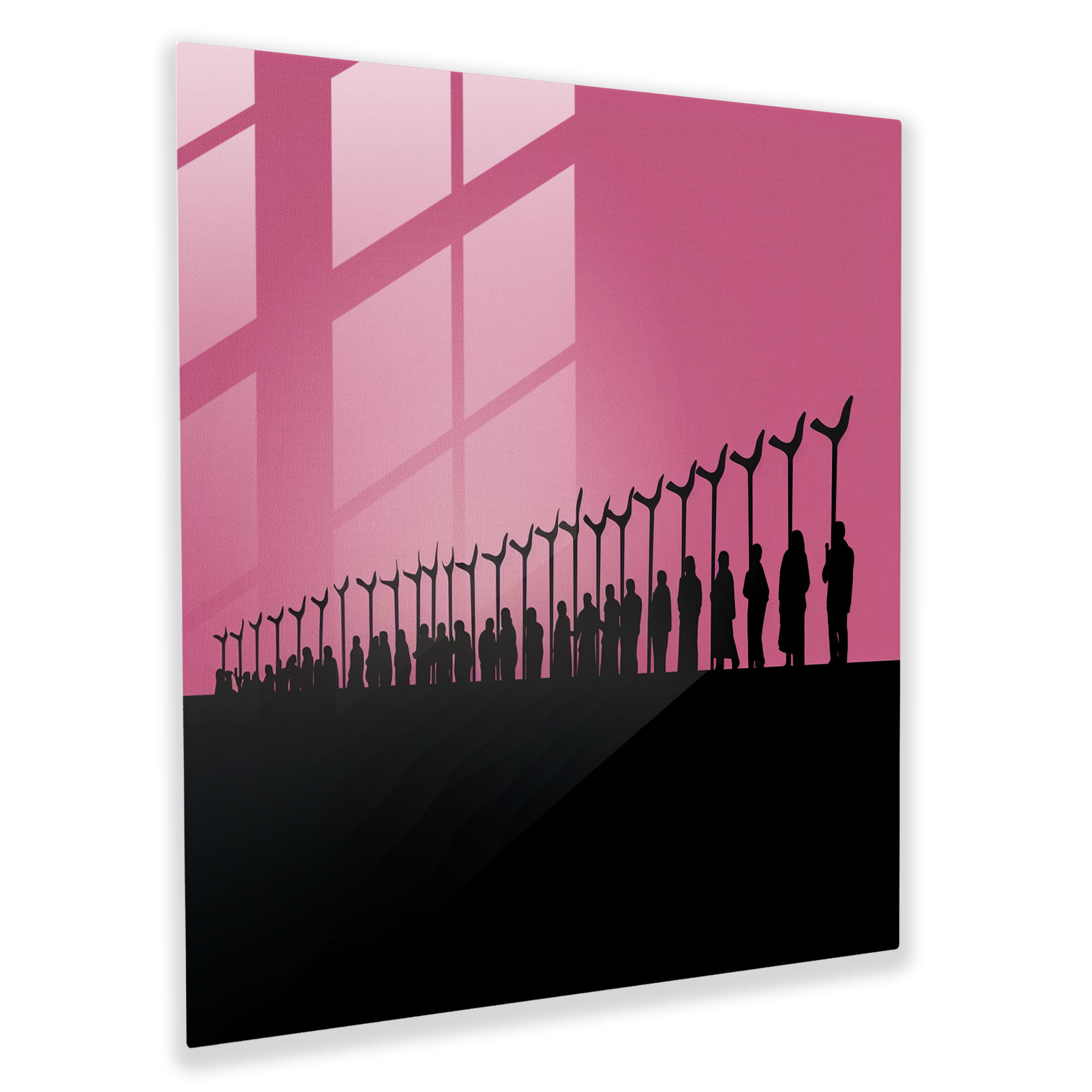 Glasbild Pink Floyd - Minimalistische Marschhämmer - Zuhause Dekoration Glas Wandkunst
