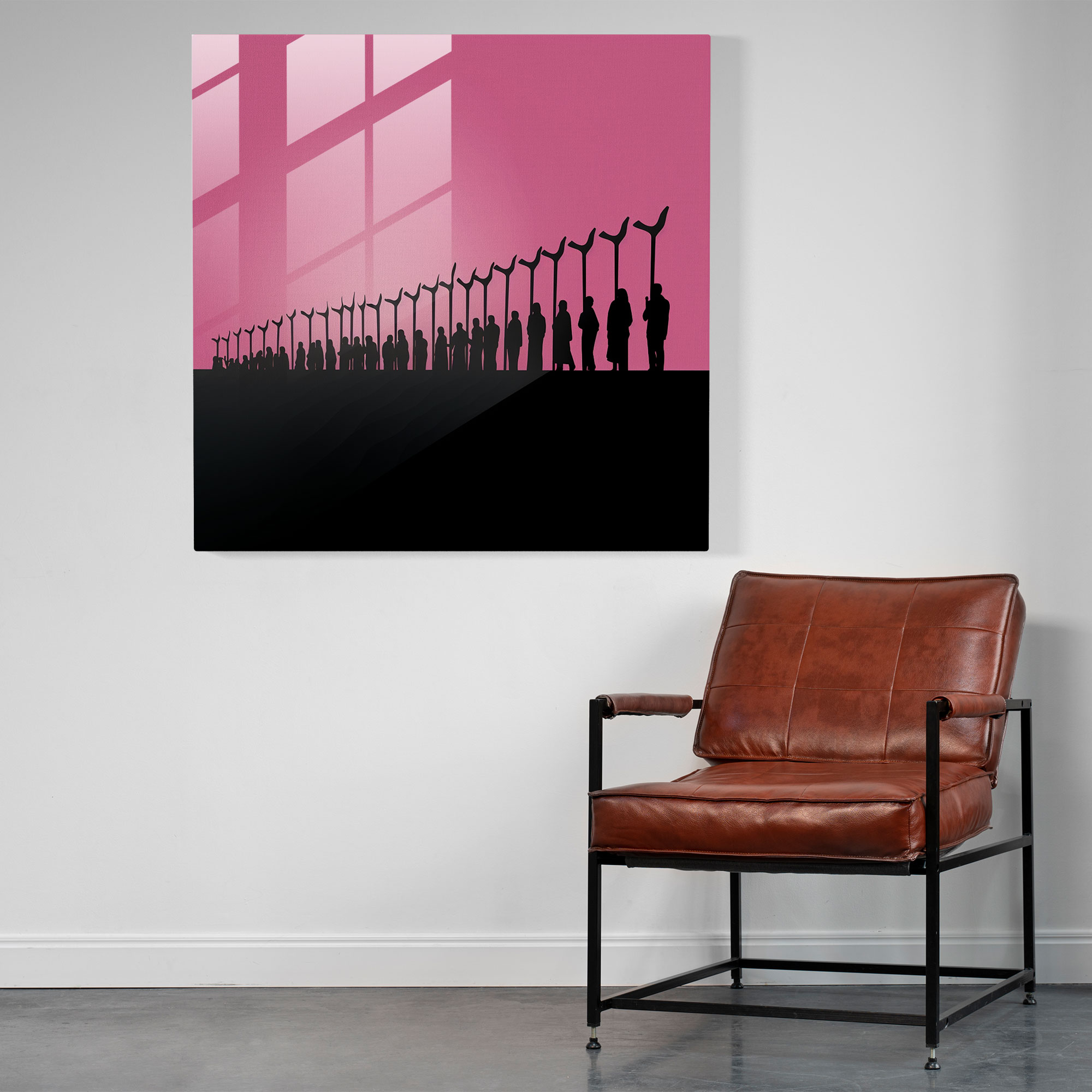 Glasbild Pink Floyd - Minimalistische Marschhämmer - Zuhause Dekoration Glas Wandkunst