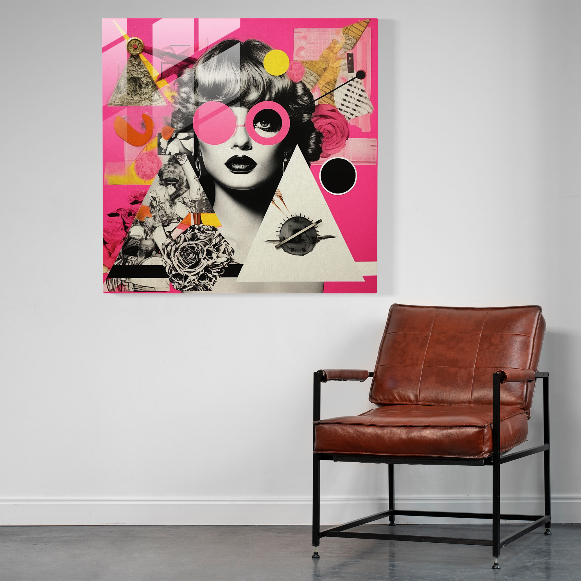 Glasbild Pink Floyd - Pop-Art-Collage - Diskografie Dekoration für Zuhause Glas-Kunst
