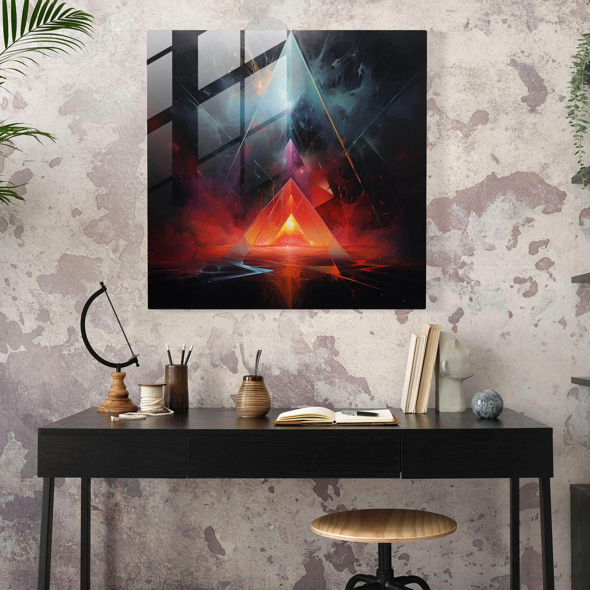 Glasbild Pink Floyd - Prismasplitterndes Licht - Pink Floyd Glaswandkunst Abstrakte Malerei Wohnkultur