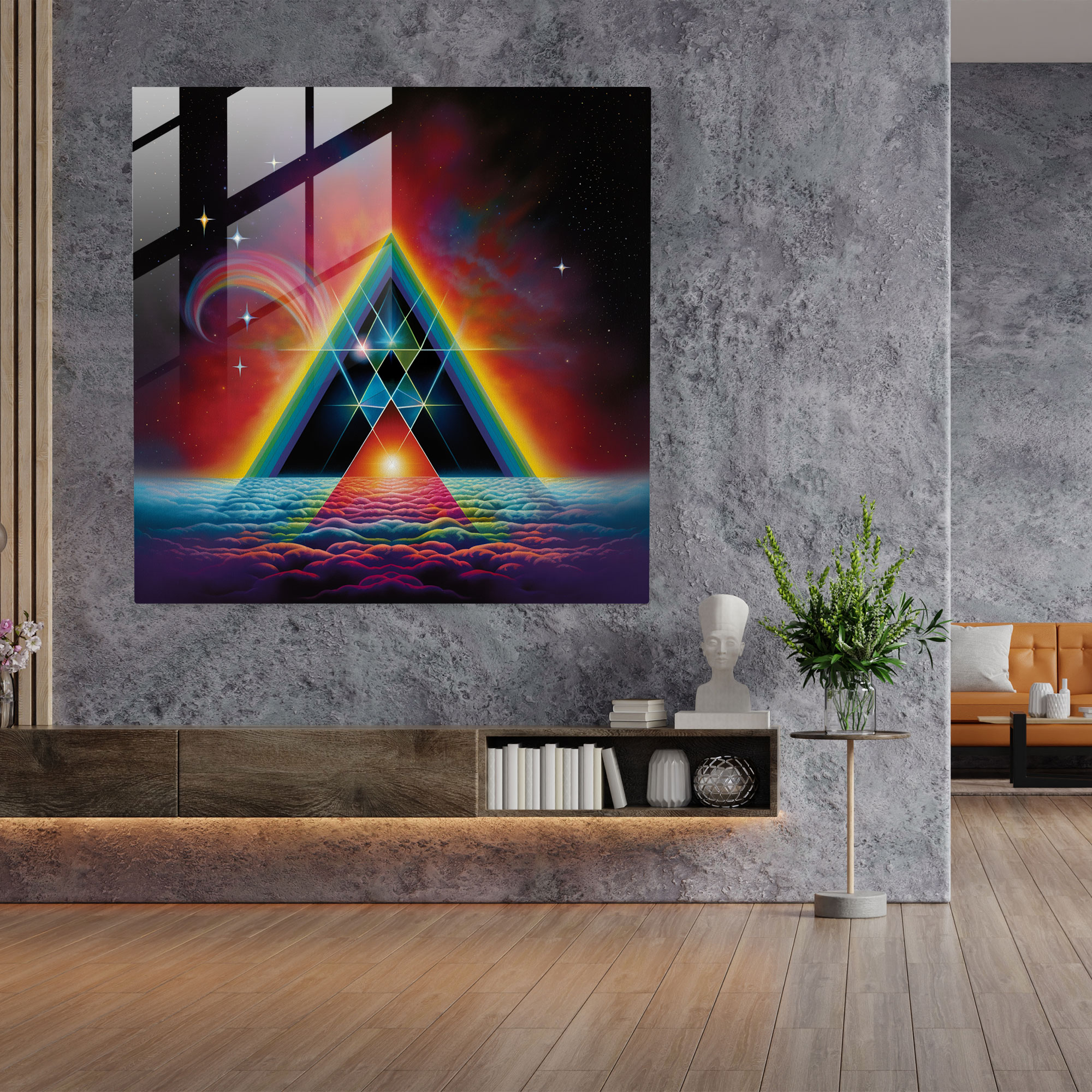 Glasbild Pink Floyd - Das dunkle Seite des Mondes Prisma - Wanddekoration Psychedelisch