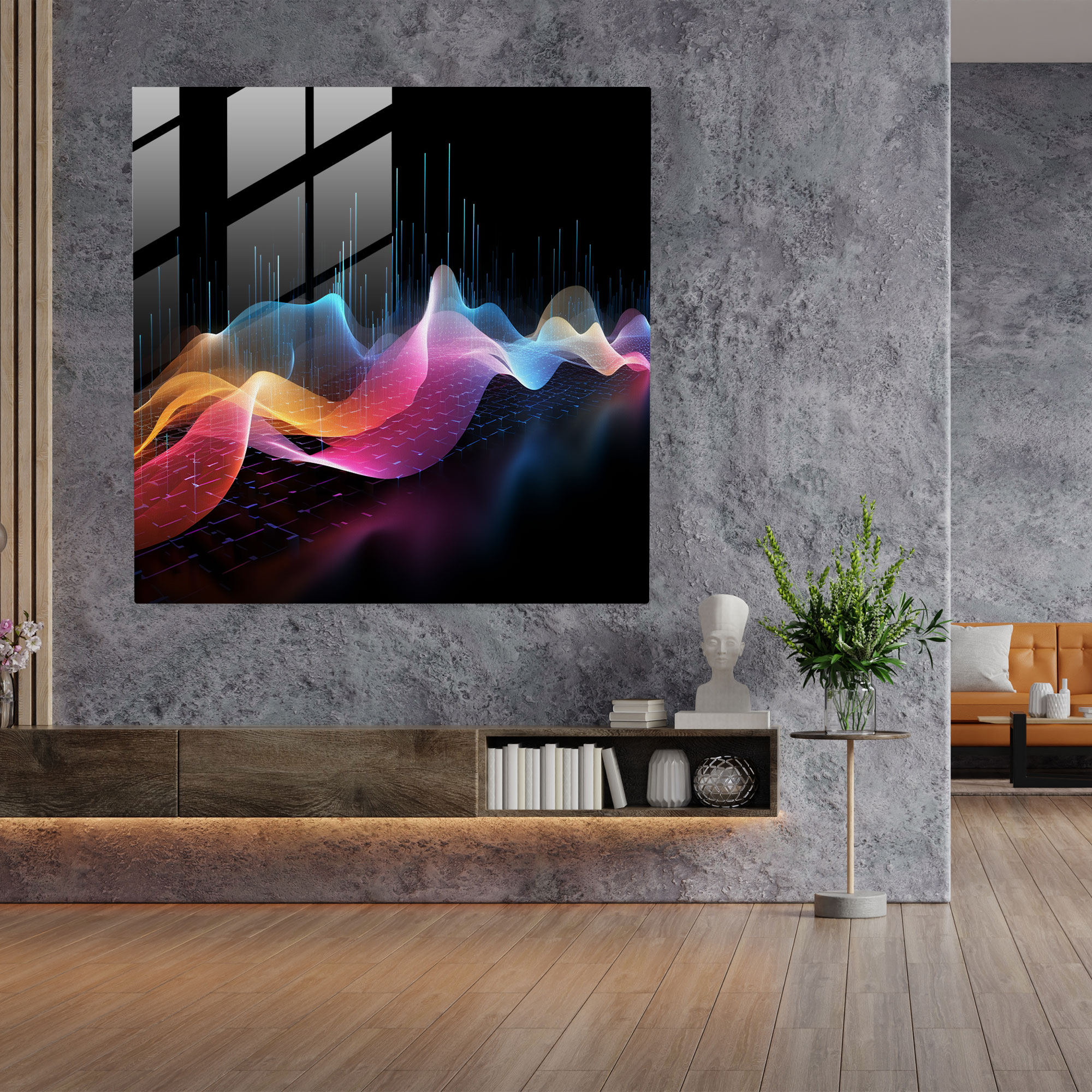 Pink Floyd Glass Print - Abstract Soundwave Notes - Pink Floyd, Modern Art, Music Enthusiasts, Glass Wall Art