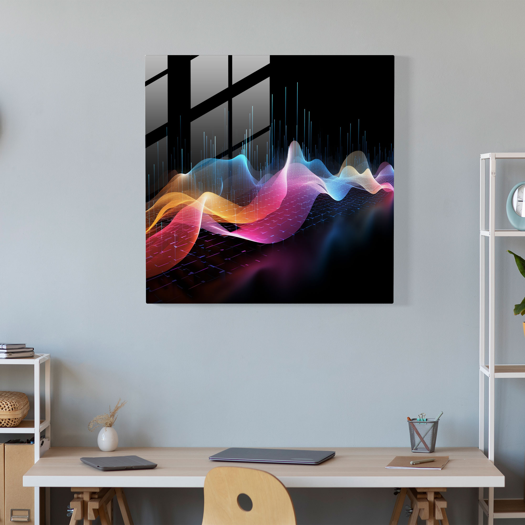Pink Floyd Glass Print - Abstract Soundwave Notes - Pink Floyd, Modern Art, Music Enthusiasts, Glass Wall Art