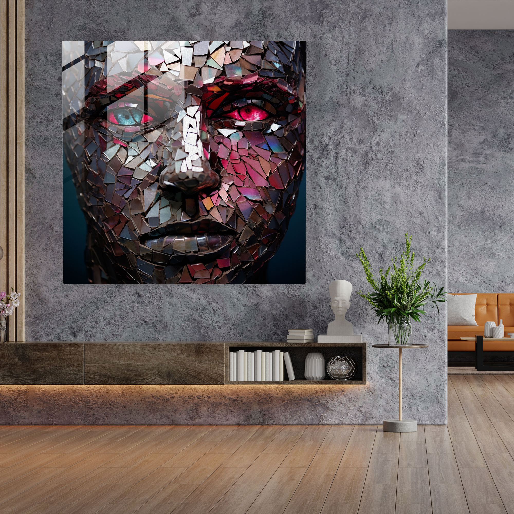 Glasbild Pink Floyd - Porträt aus zerbrochenem Glas - Zuhause dekorieren - Album Cover