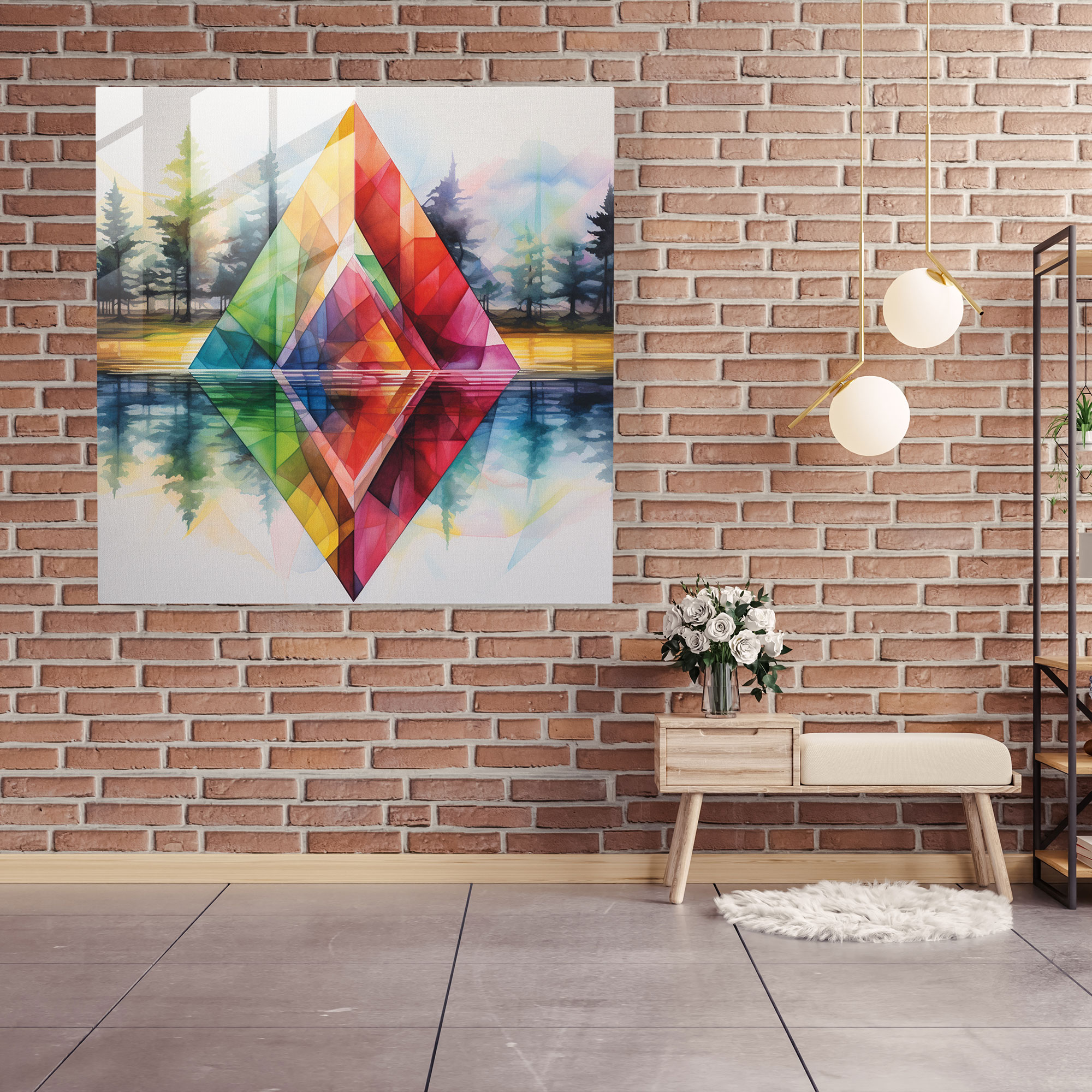 Leinwandbild Pink Floyd - Farbenfrohes Prisma - Pink Floyd Dekoration für Zuhause Wanddekoration Aquarellmalerei