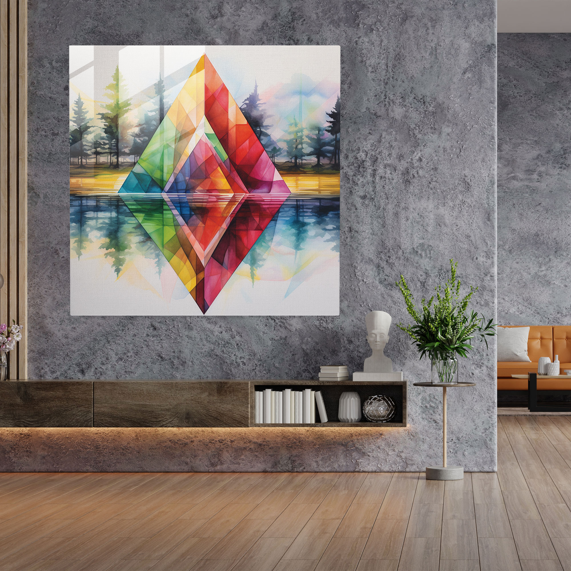 Leinwandbild Pink Floyd - Farbenfrohes Prisma - Pink Floyd Dekoration für Zuhause Wanddekoration Aquarellmalerei