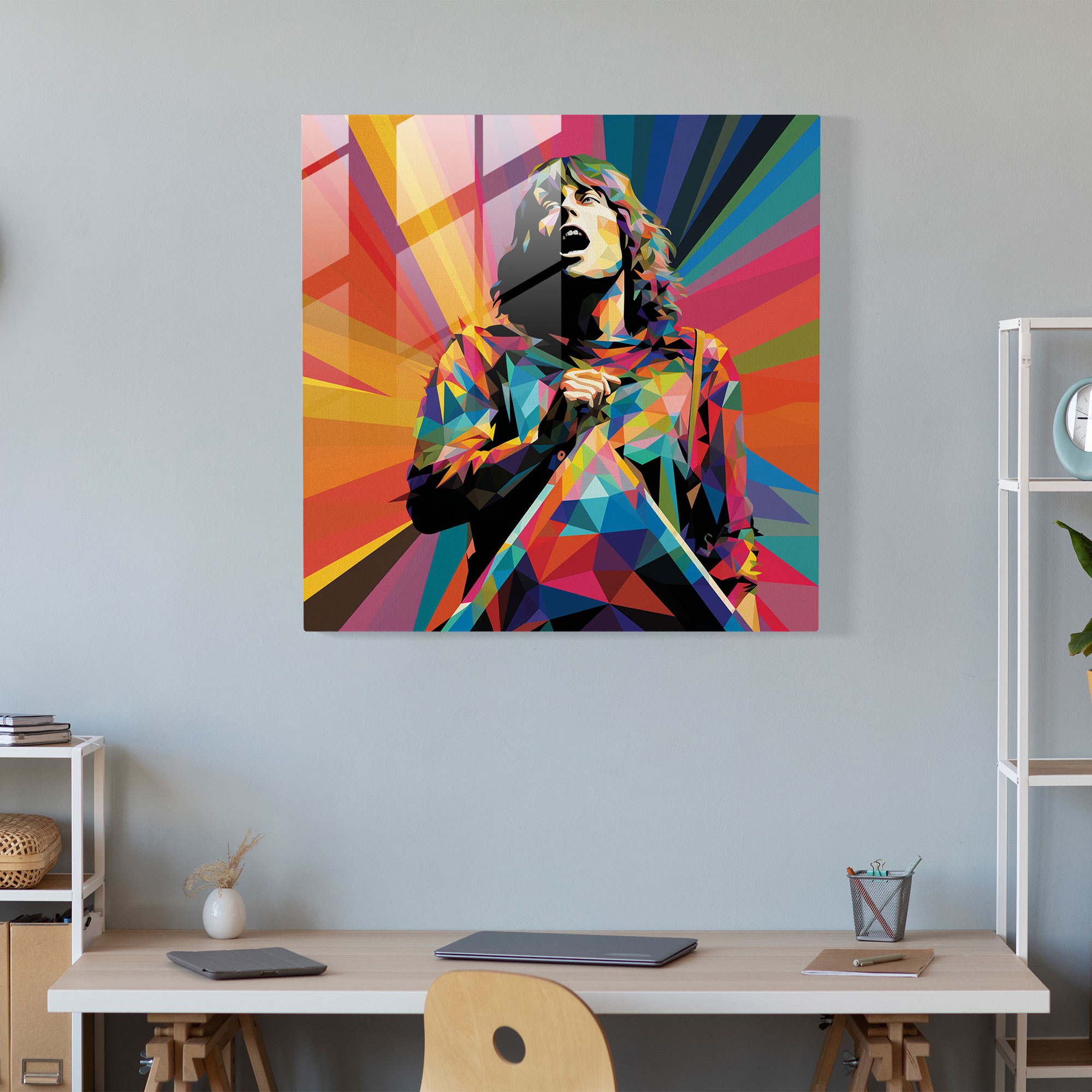 Glasbild Pink Floyd - Geometrische Pop-Art - Prismen Glasbild