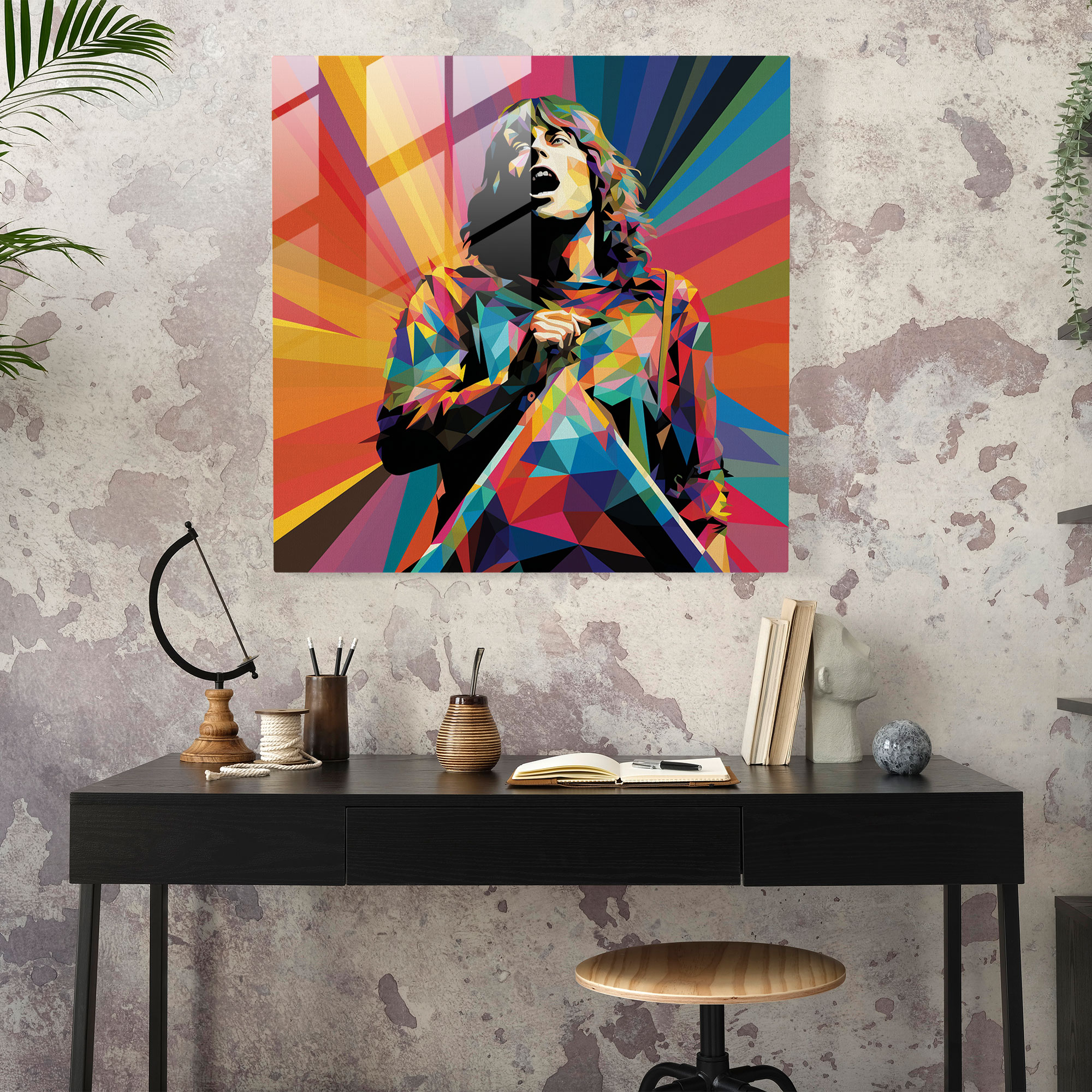 Glasbild Pink Floyd - Geometrische Pop-Art - Prismen Glasbild