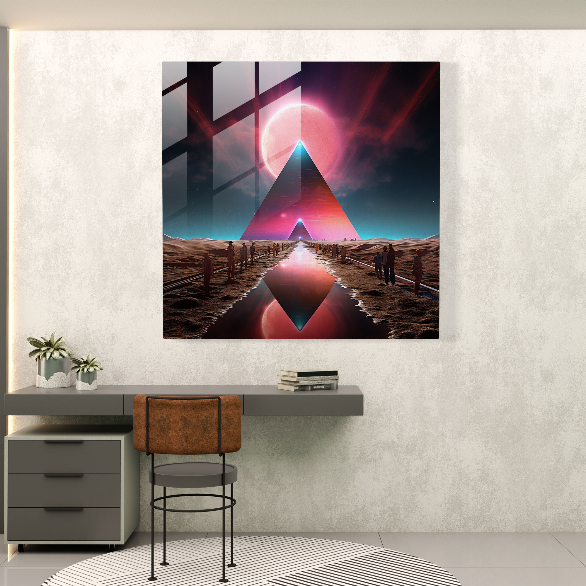 Pink Floyd Glasbild - Zukunftsweisende Albumfusion - Pink Floyd Glas Kunst Digitale Kunstwerke Moderne Kunst