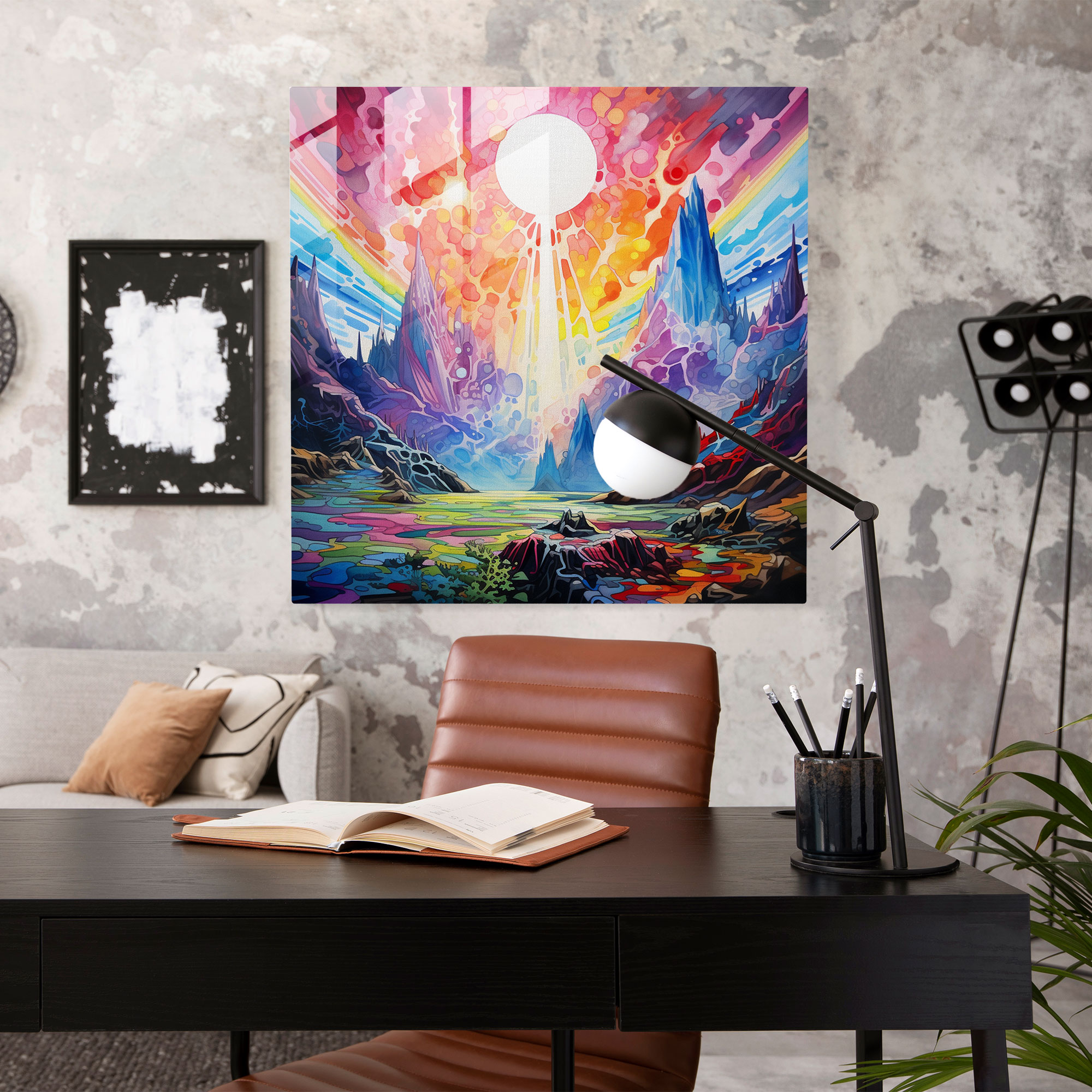Glasbild Pink Floyd - Psychedelisches Prisma - Pink Floyd Glaswandkunst Prisma Psychedelisch