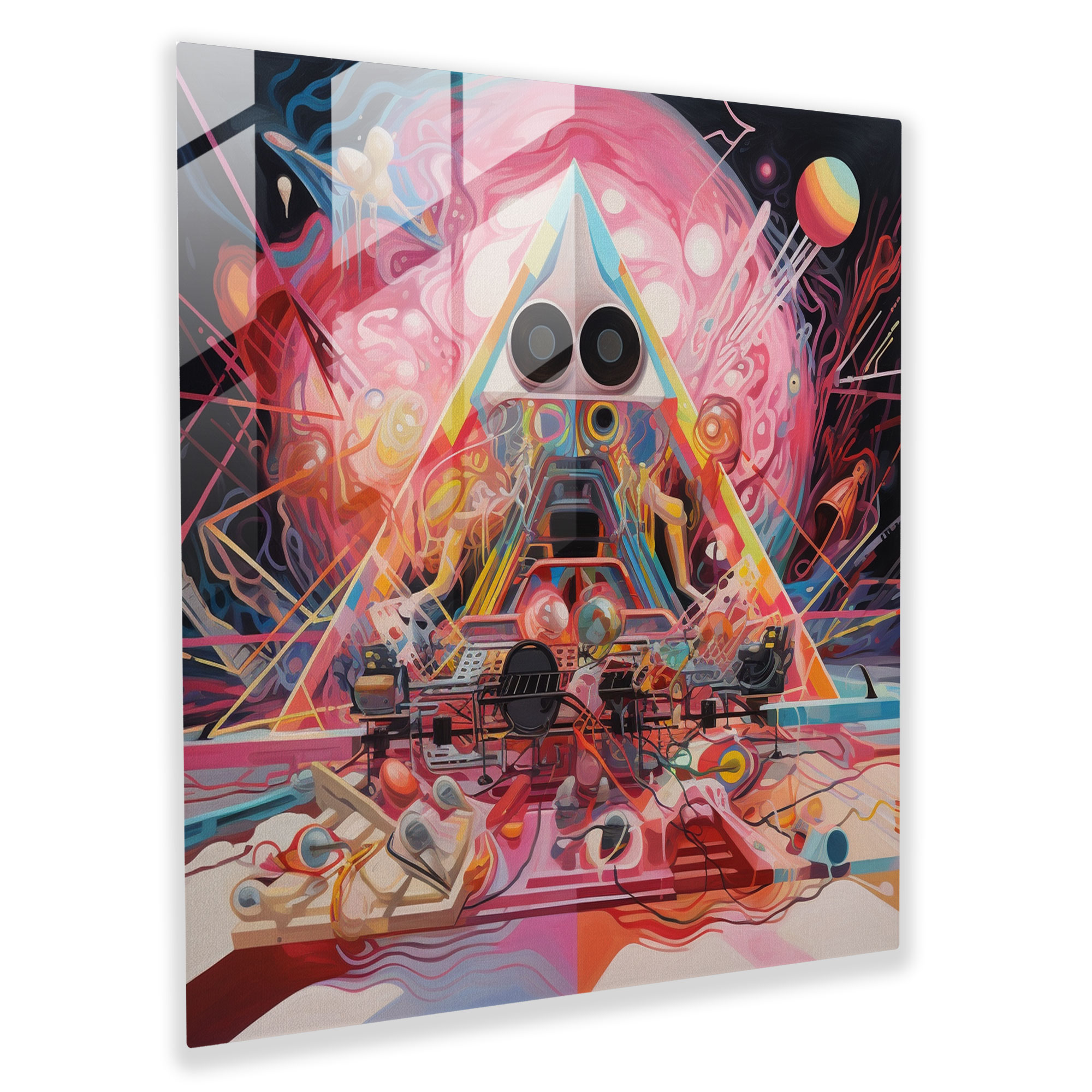 Pink Floyd Glasbild - Abstrakte Psychedelik - Glasbild Kunst aus Glas Wanddekoration