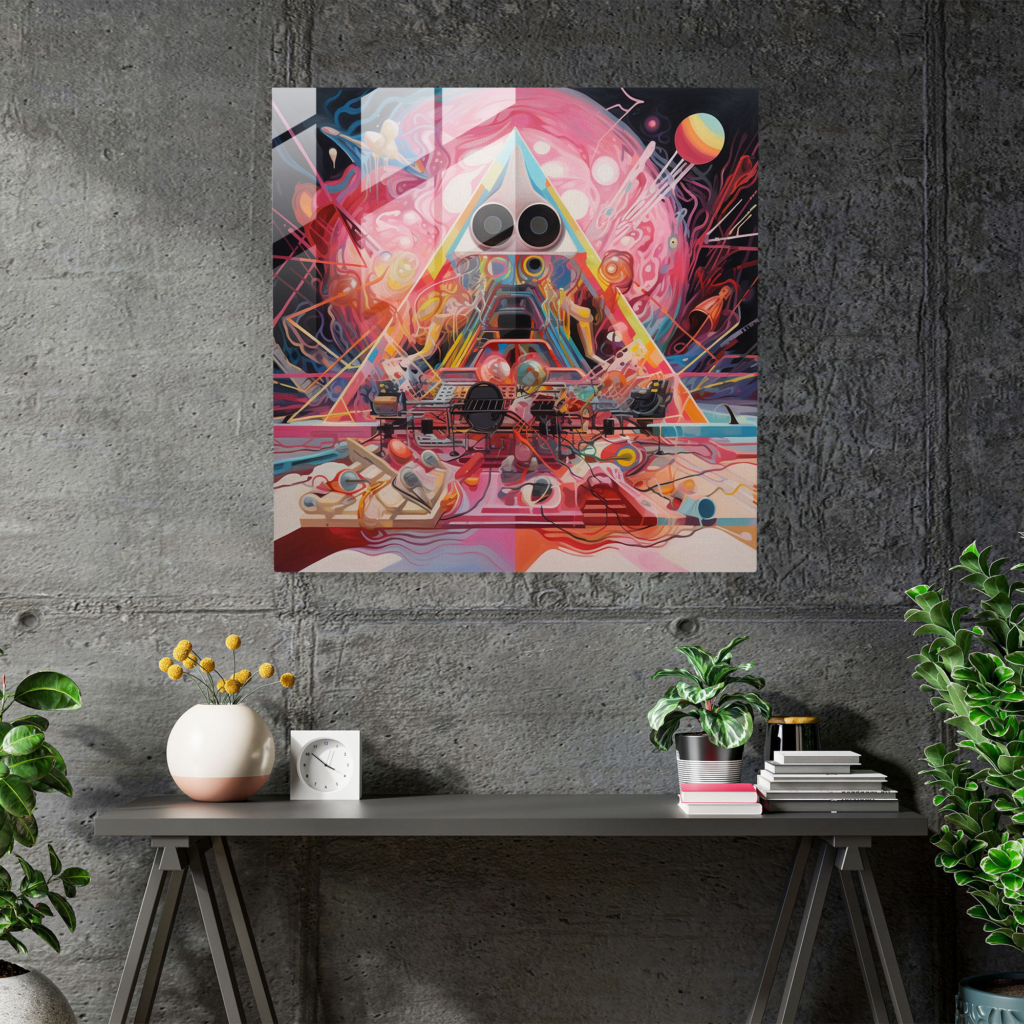 Pink Floyd Glasbild - Abstrakte Psychedelik - Glasbild Kunst aus Glas Wanddekoration