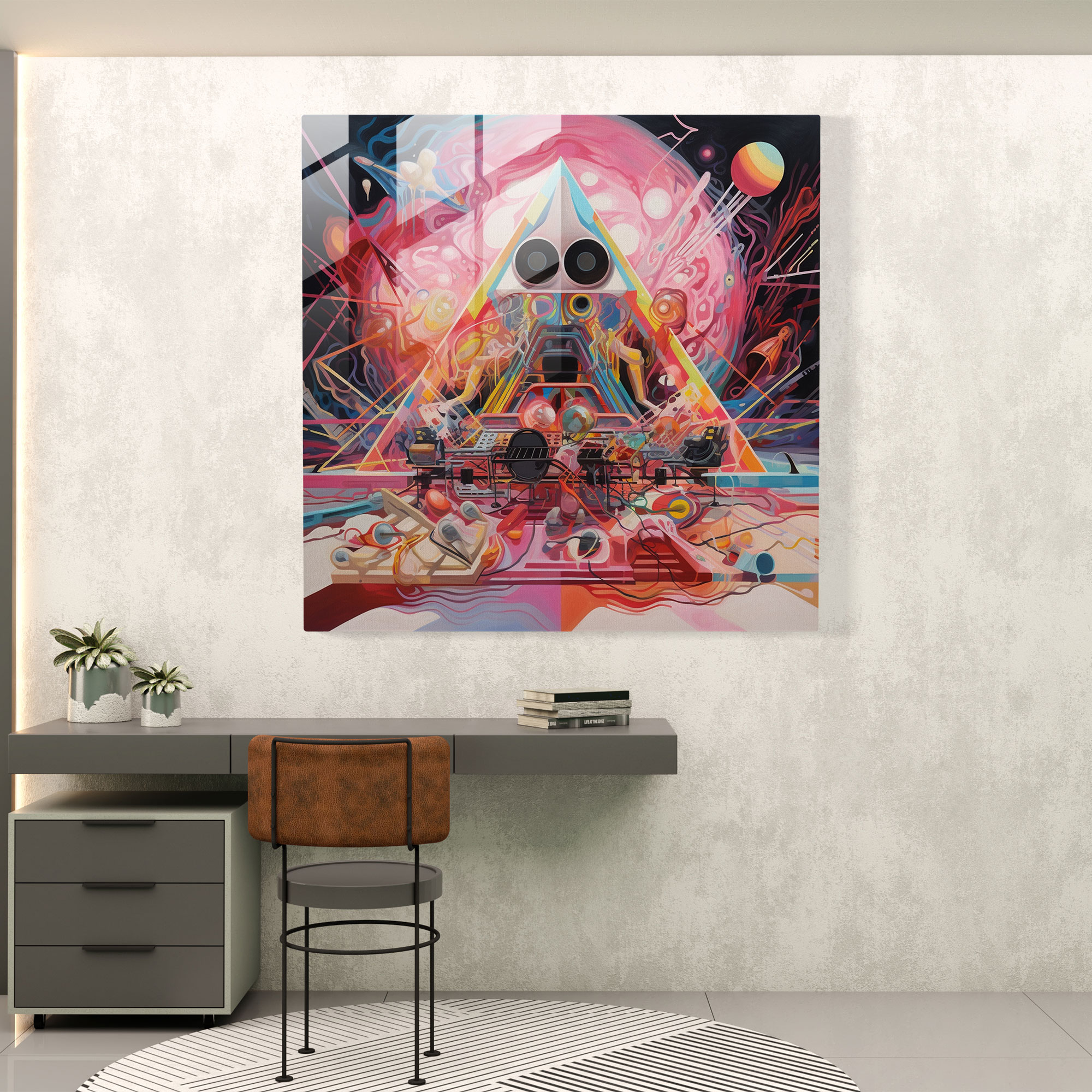Pink Floyd Glasbild - Abstrakte Psychedelik - Glasbild Kunst aus Glas Wanddekoration