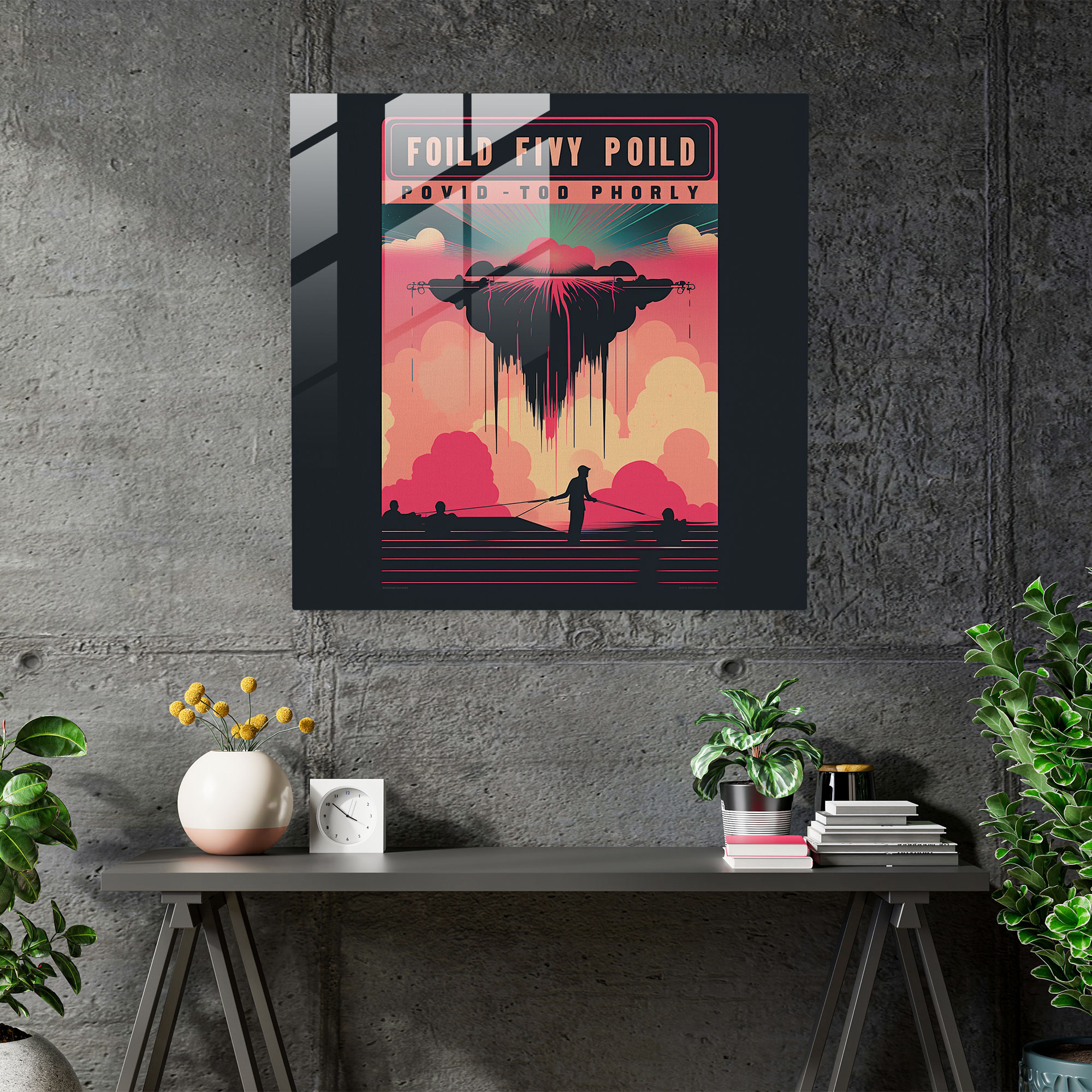 Pink Floyd Glasbild - Vintage Konzertplakat - Live-Auftritte Retro.