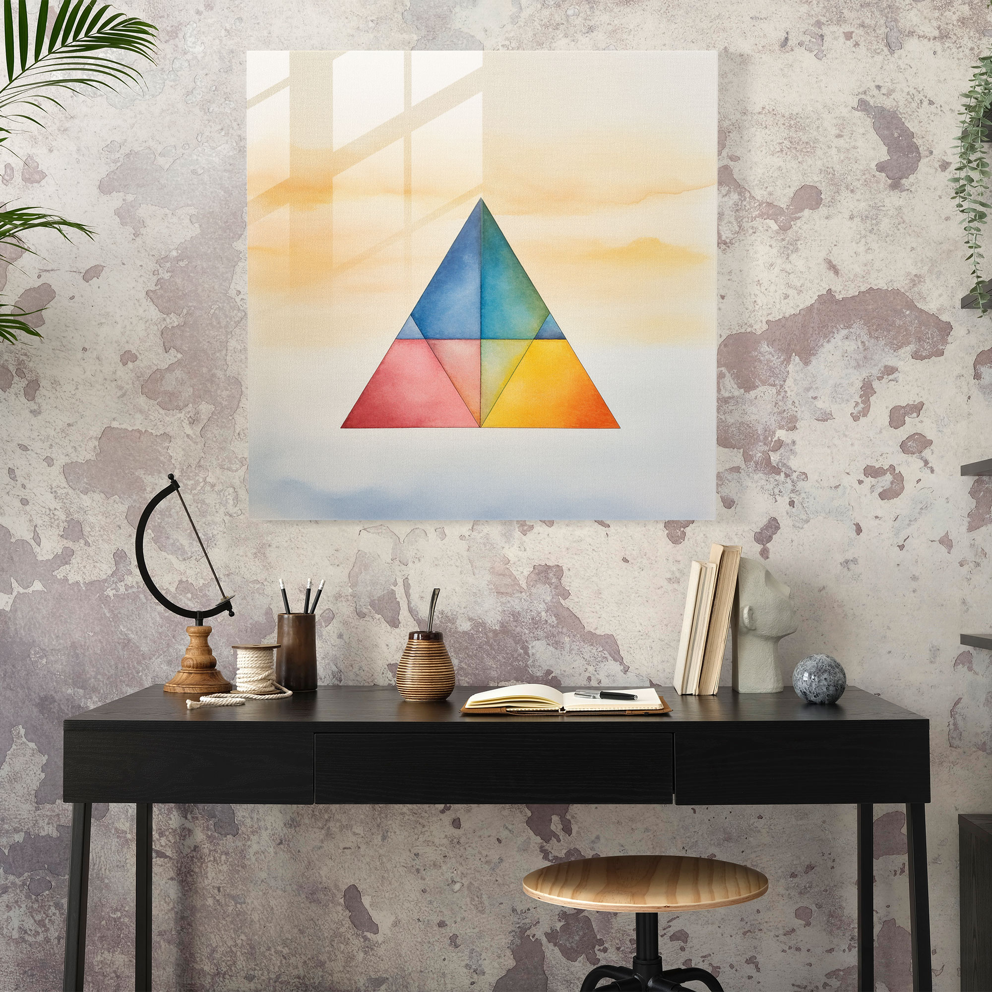 Glasbild Pink Floyd - Geometrisches Prismen-Minimalistendesign - Glasbild Glas-Kunst Minimalistisch.