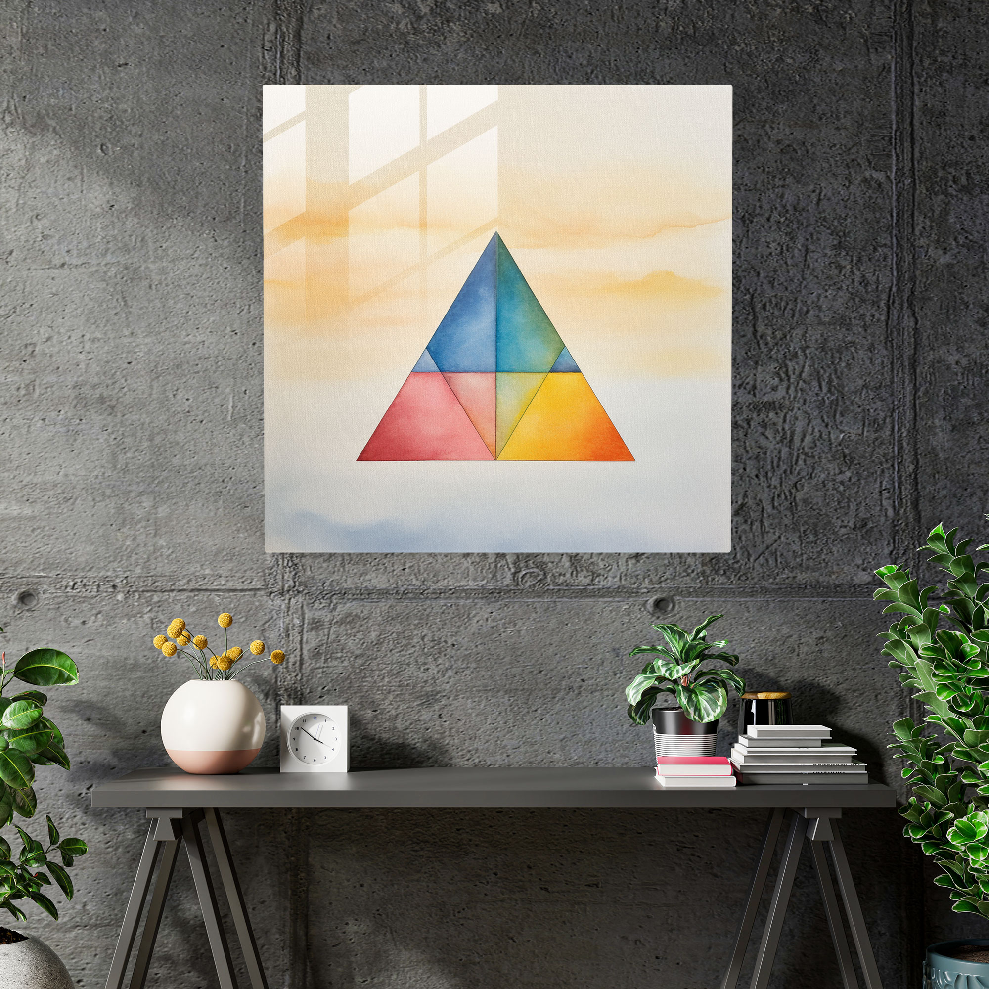 Glasbild Pink Floyd - Geometrisches Prismen-Minimalistendesign - Glasbild Glas-Kunst Minimalistisch.