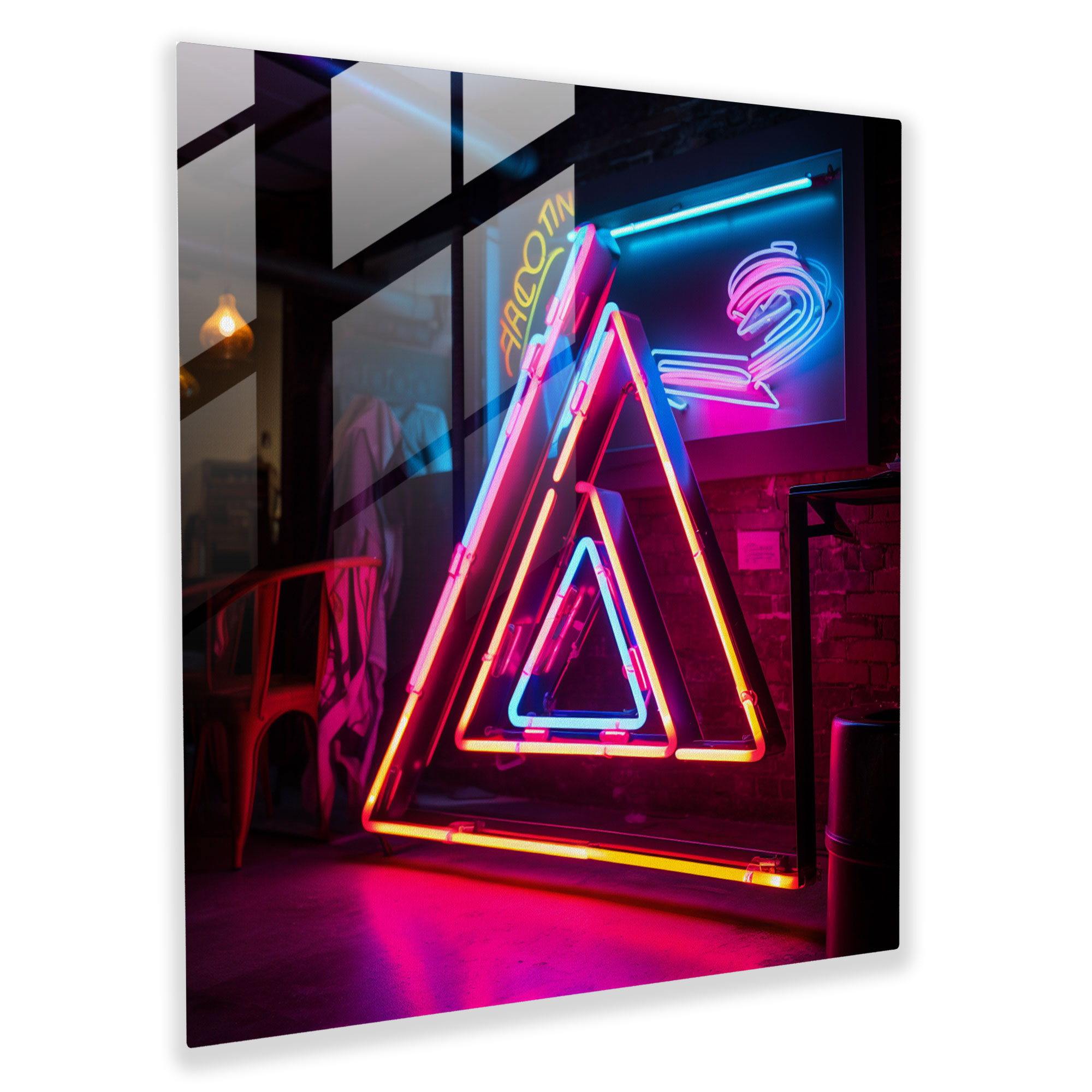 Glasbild Pink Floyd - Neonlichter - Moderne Kunst