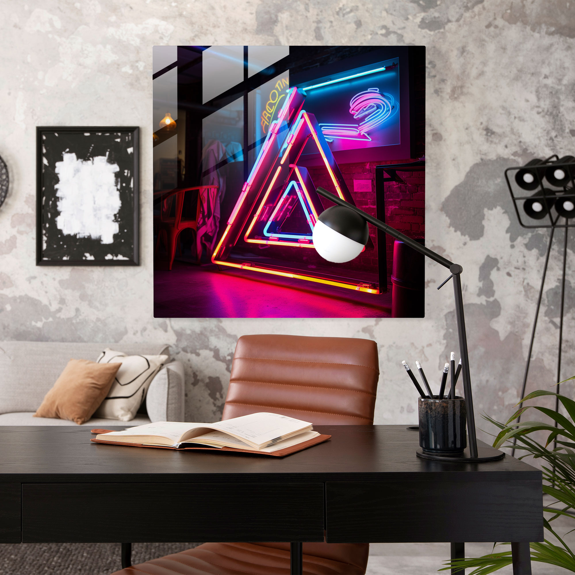 Glasbild Pink Floyd - Neonlichter - Moderne Kunst