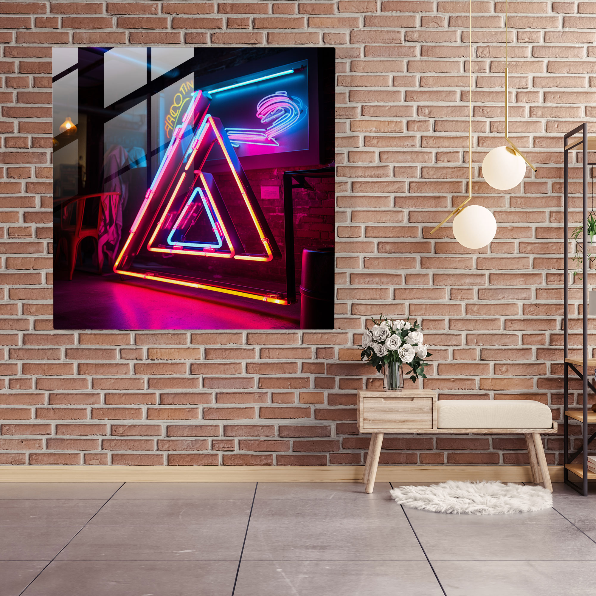 Glasbild Pink Floyd - Neonlichter - Moderne Kunst