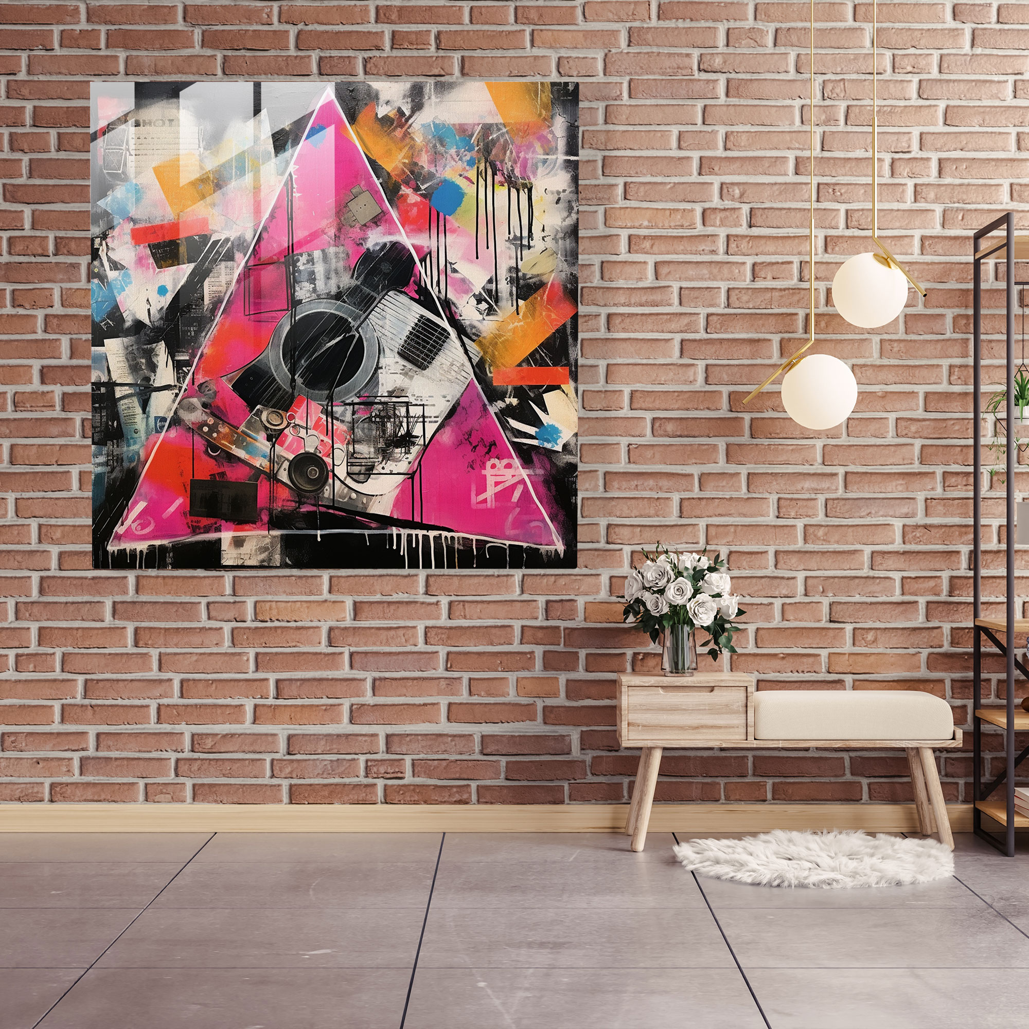 Glasbild Pink Floyd - Abstrakte Harmonie - Pink Floyd Glaswandkunst Mixed-Media-Kunstwerk Abstrakt