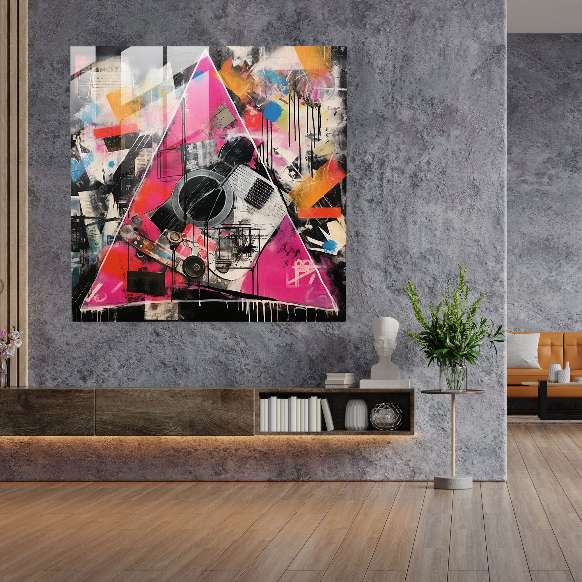 Glasbild Pink Floyd - Abstrakte Harmonie - Pink Floyd Glaswandkunst Mixed-Media-Kunstwerk Abstrakt