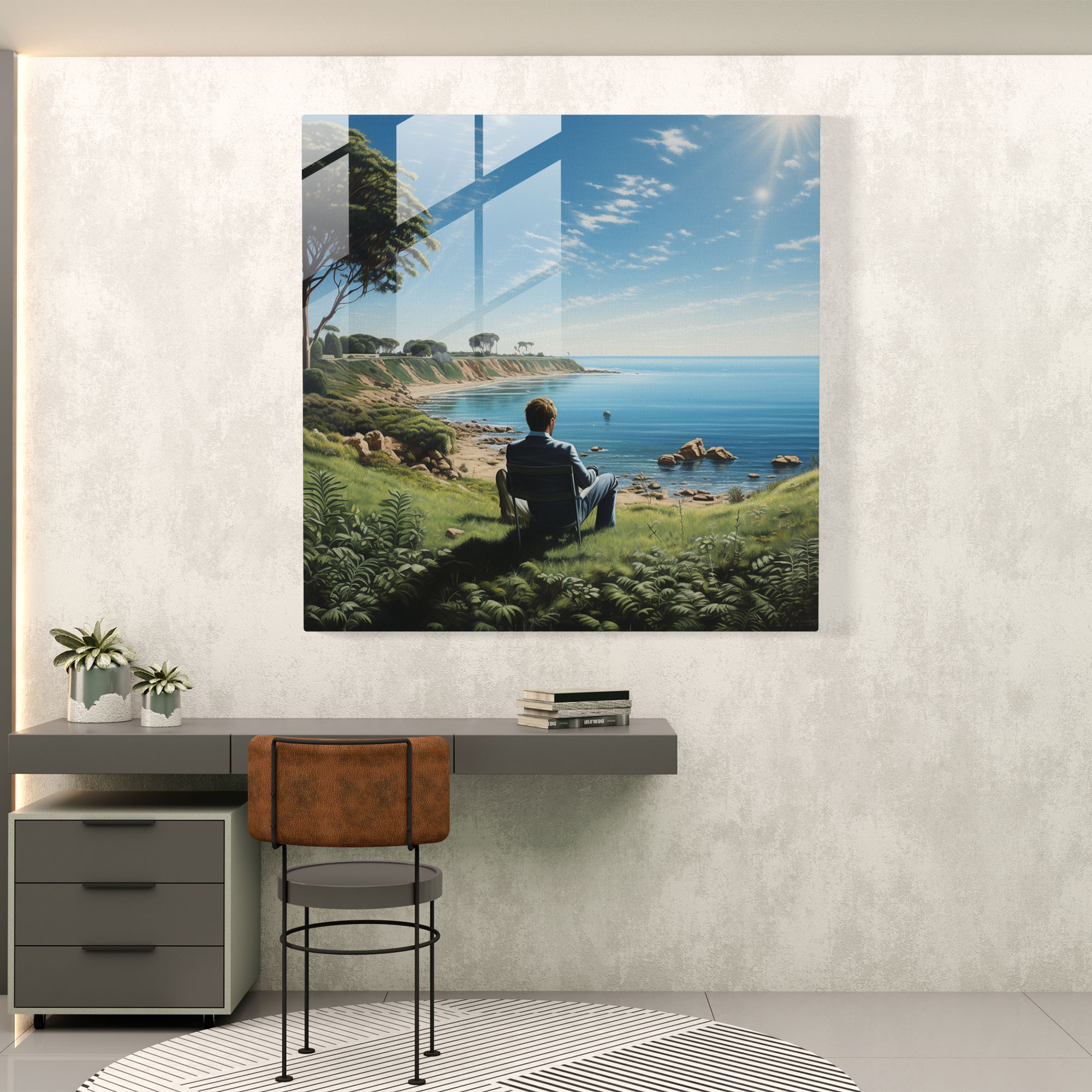Glasbild Pink Floyd - Landschaft Wish You Were Here - Wanddekoration Moderne Kunst Glaswandkunst