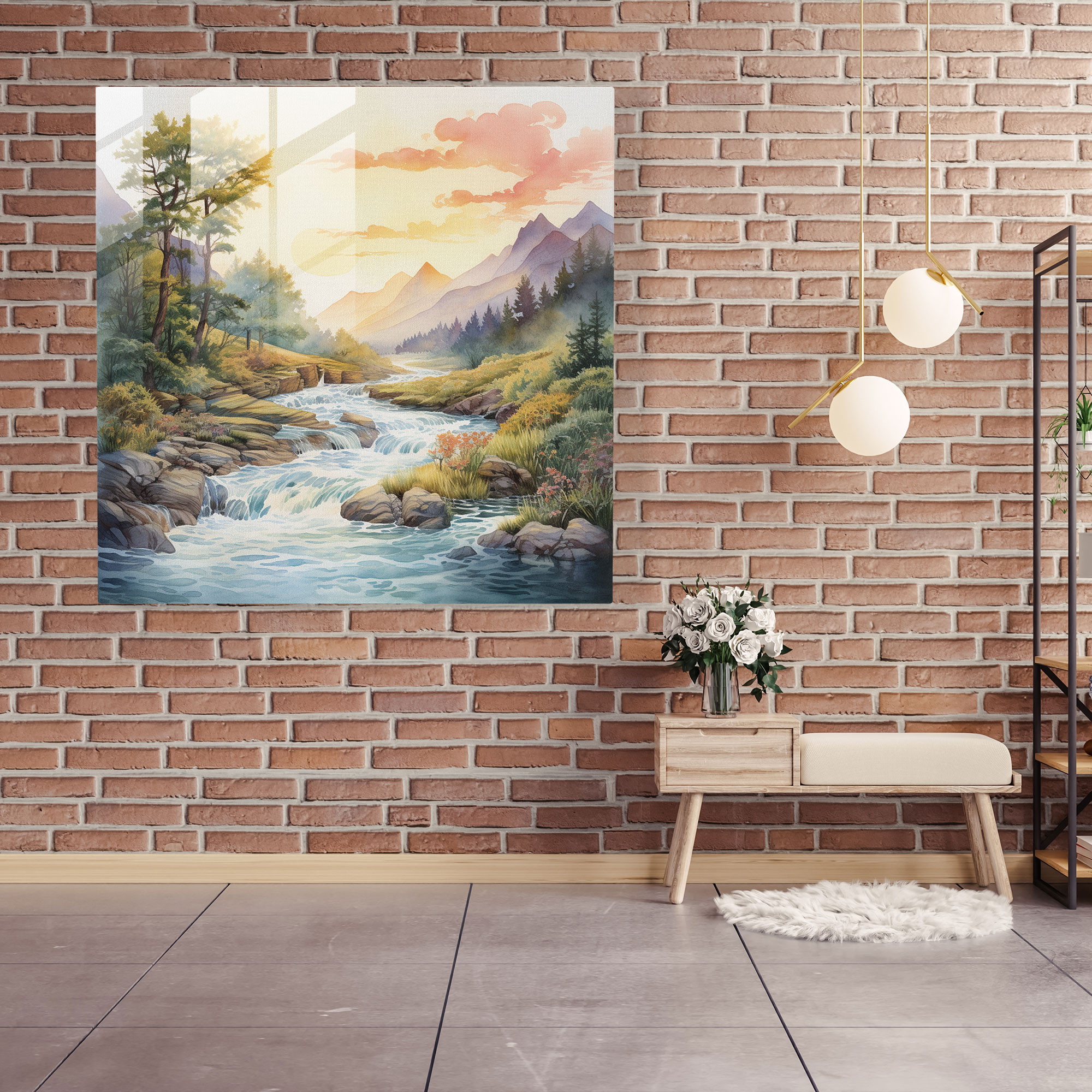 Pink Floyd Glasbild - Ruhevolle Flusslandschaft