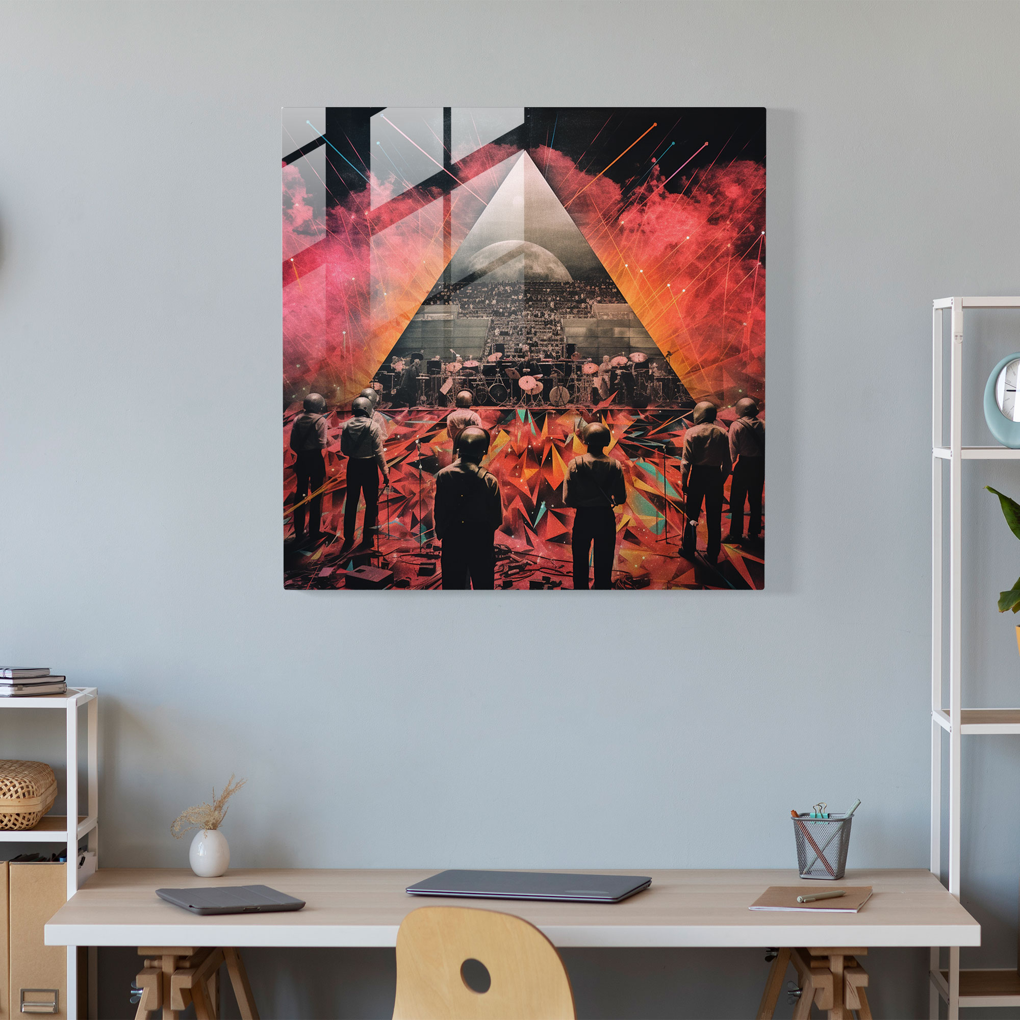 Glasbild von Pink Floyd - Legendäre Konzert-Collage - Pink Floyd Wohn- und Wanddekoration