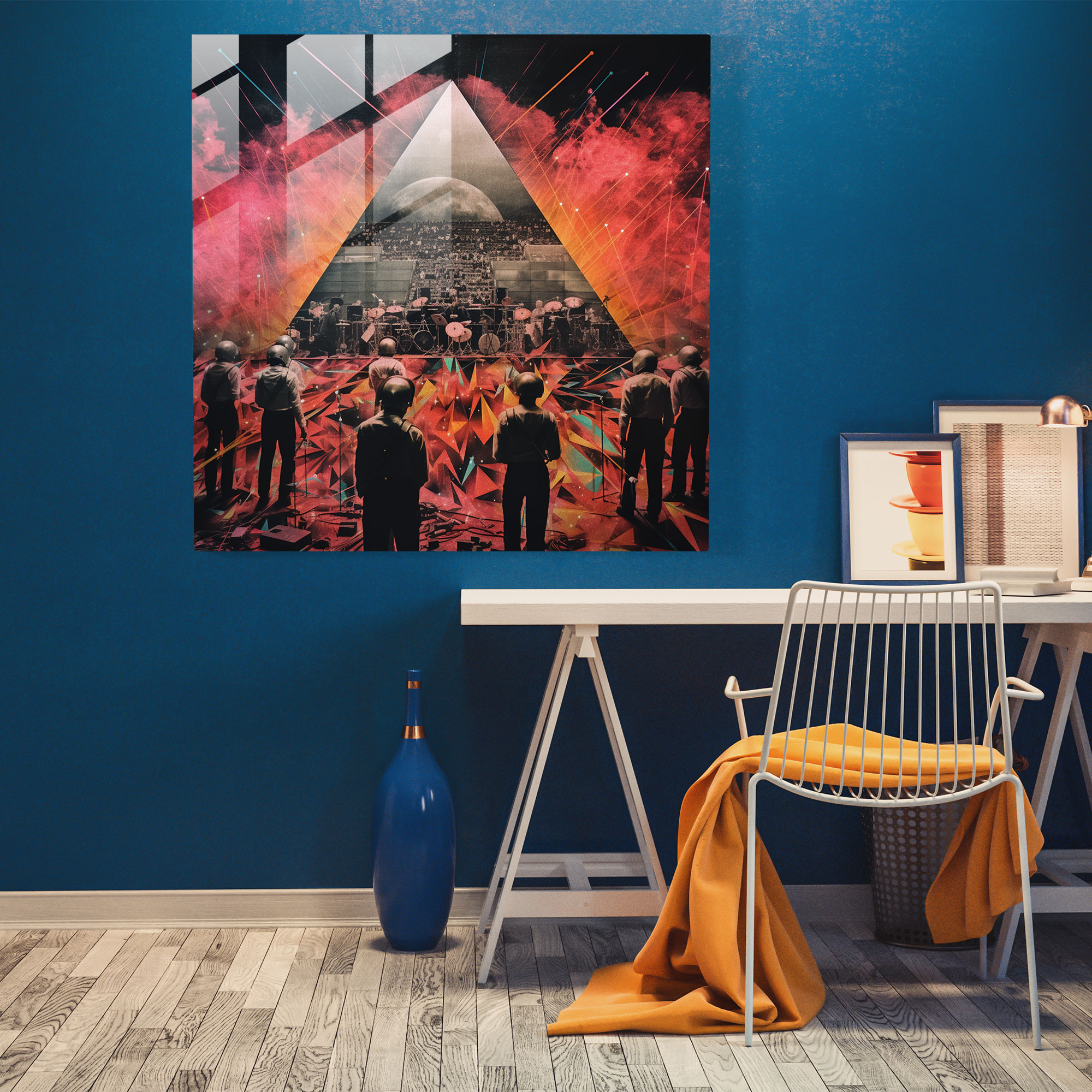 Glasbild von Pink Floyd - Legendäre Konzert-Collage - Pink Floyd Wohn- und Wanddekoration