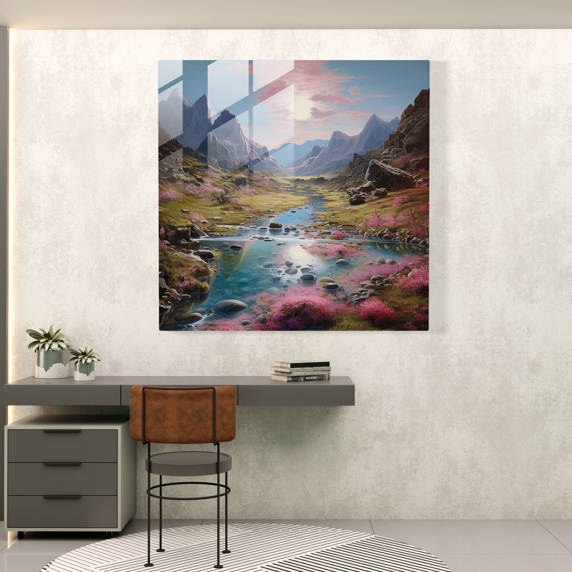 Glasbild von Pink Floyd - Echos der Landschaft - Glasbild Kunst aus Glas Pink Floyd