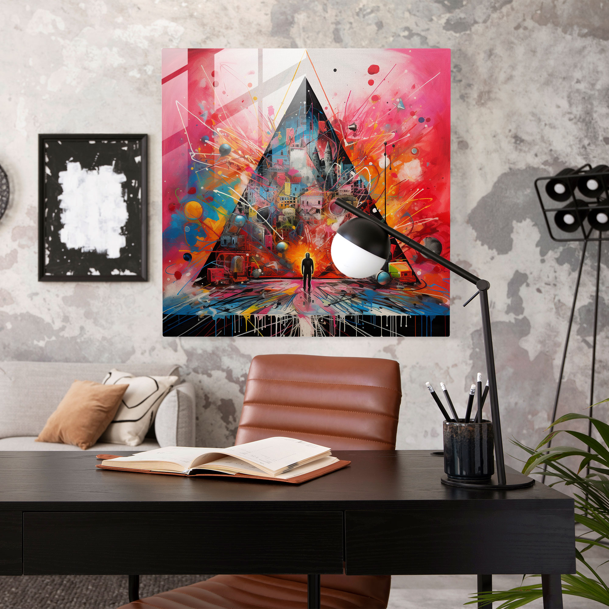Glasbild Pink Floyd - Lebendige Graffiti-Fusion - Pink Floyd lebendiger Graffiti-Stil Glasbild Wohnkultur.