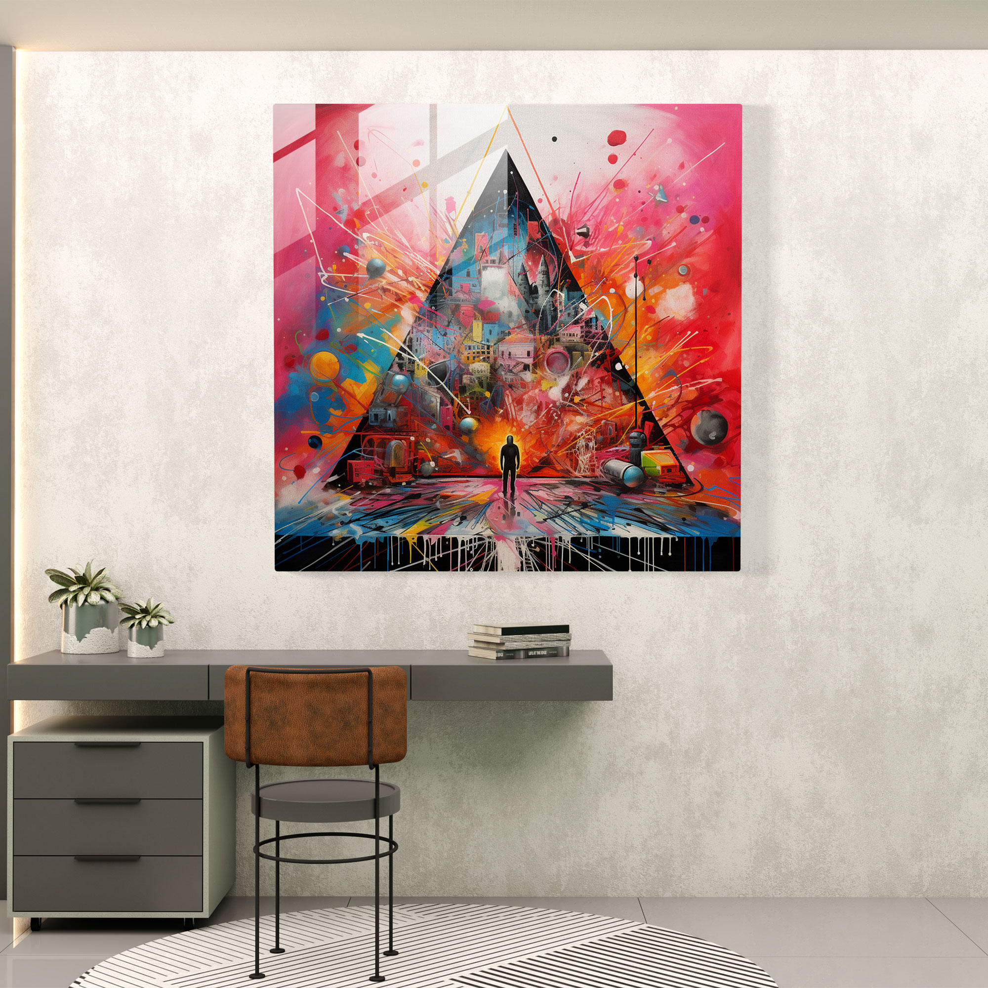 Glasbild Pink Floyd - Lebendige Graffiti-Fusion - Pink Floyd lebendiger Graffiti-Stil Glasbild Wohnkultur.