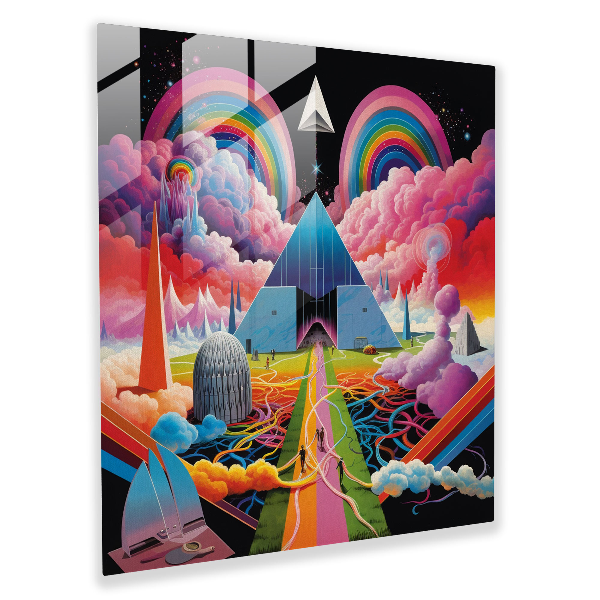 Pink Floyd Glasbild - Psychedelisches Album Cover - Wanddekoration Wohnkultur