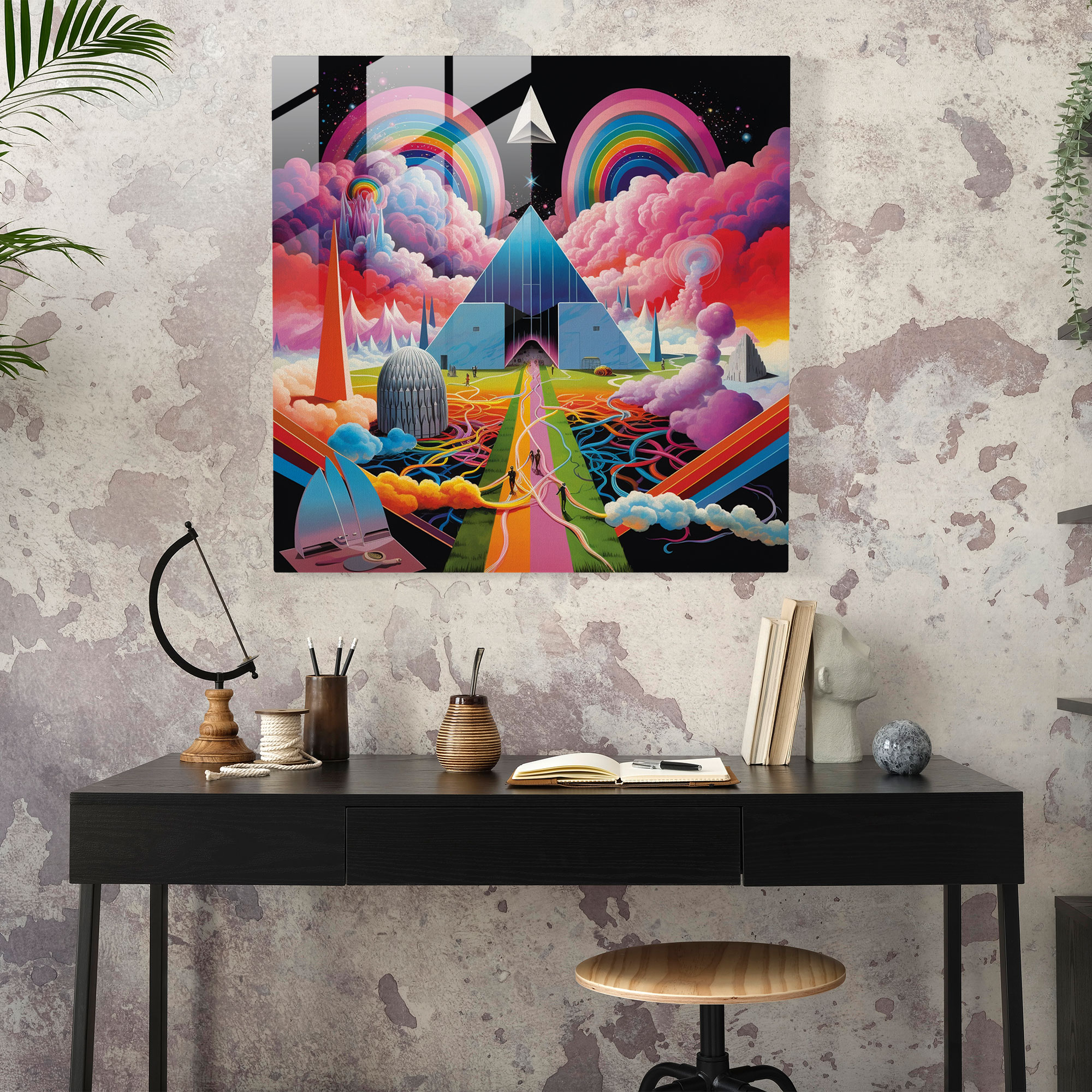 Pink Floyd Glasbild - Psychedelisches Album Cover - Wanddekoration Wohnkultur