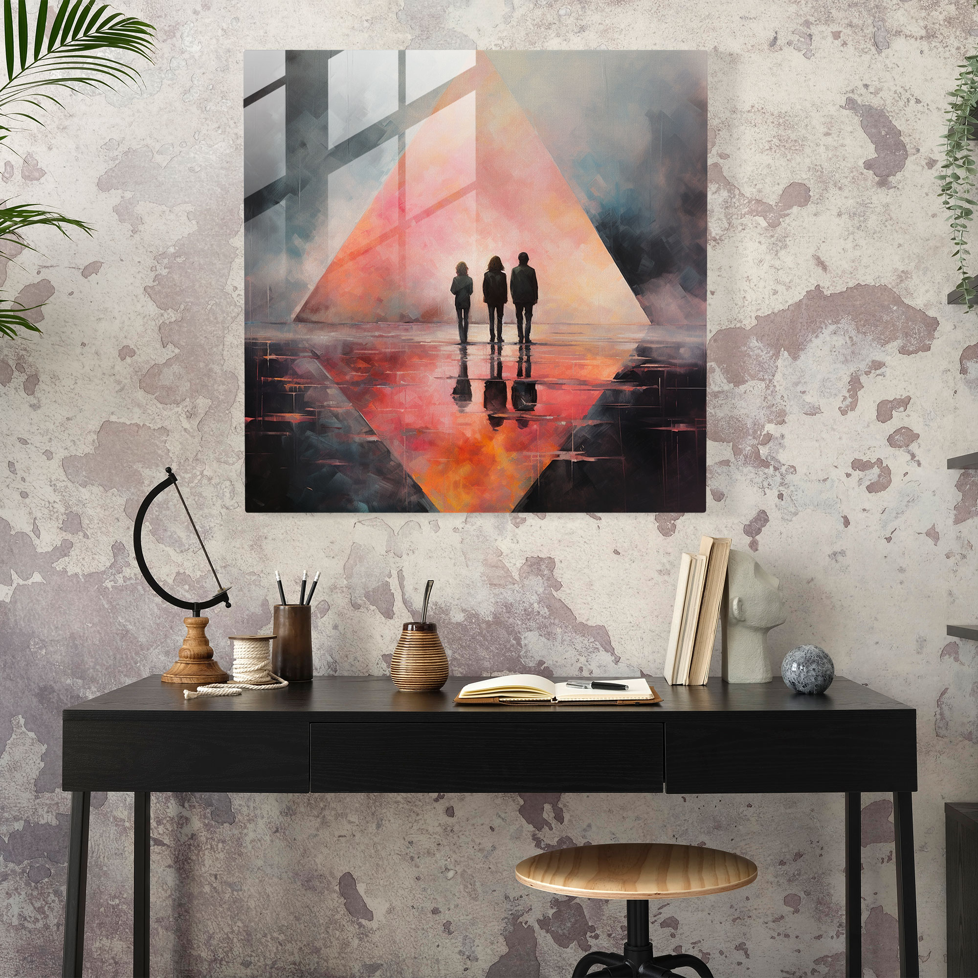 Glasbild Pink Floyd - Impressionistisches Gemälde – Pink Floyd Glas Kunst Wanddekoration Moderne Kunst.