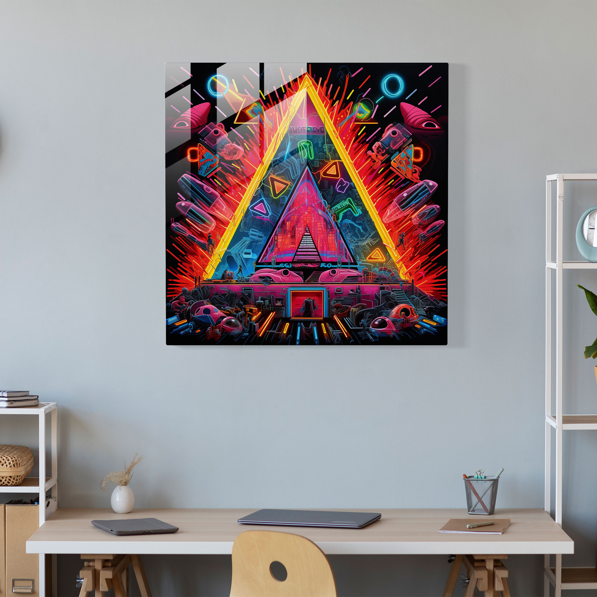 Glasbild Pink Floyd - Neon-Kunstwerk - Moderne Kunst