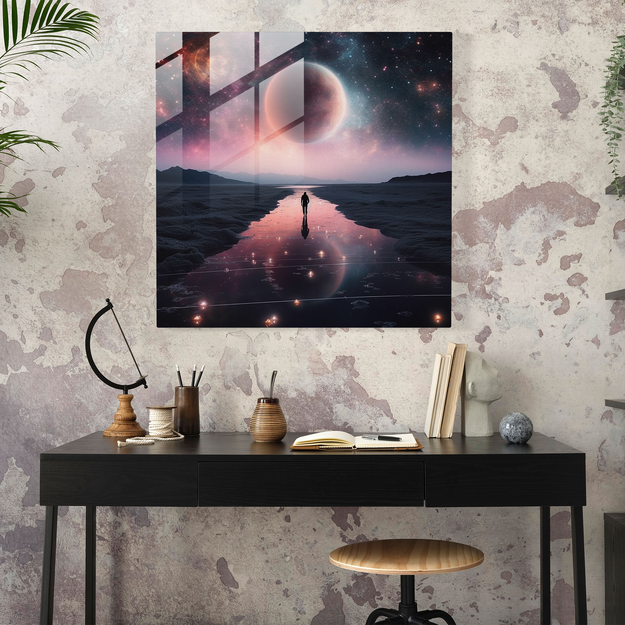 Glasbild Pink Floyd - Surreale digitale Komposition - Pink Floyd Wandkunst aus Glas Pink Floyd Dekoration für Zuhause