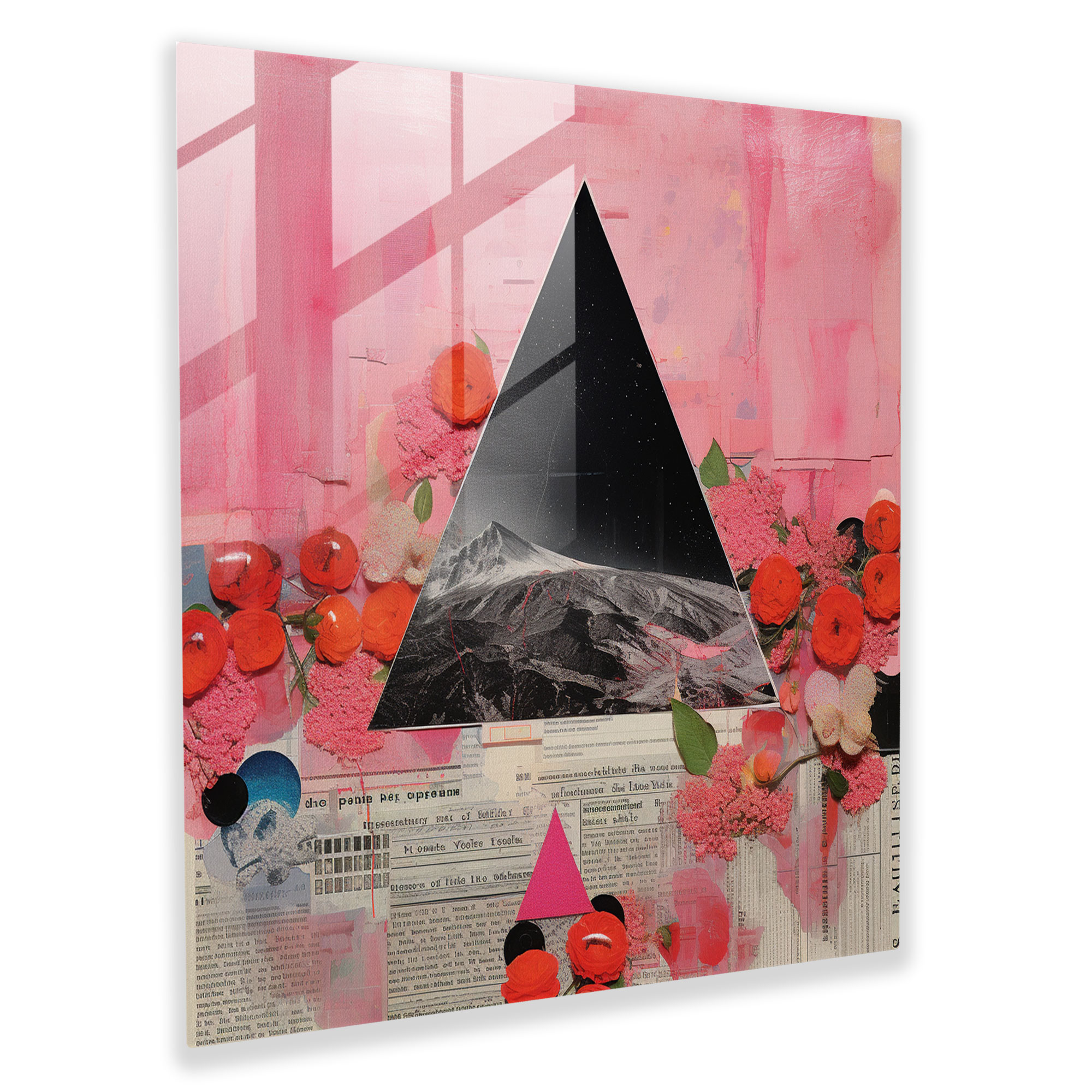 Pink Floyd Glasbild - Vintage Collage - Pink Floyd Wohn-Deko Moderne Kunst Wanddeko