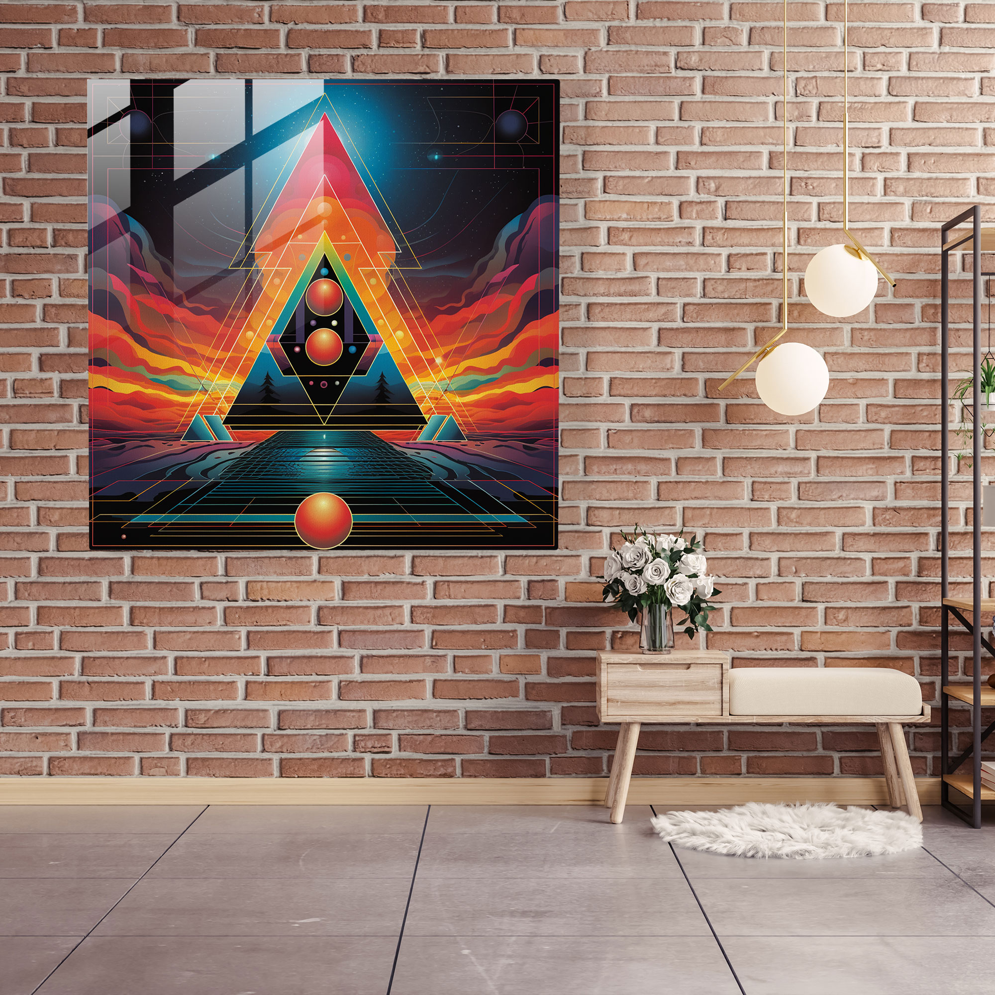 Glasbild Pink Floyd - Geometrisches Design - Glasbild Wanddekoration Pink Floyd