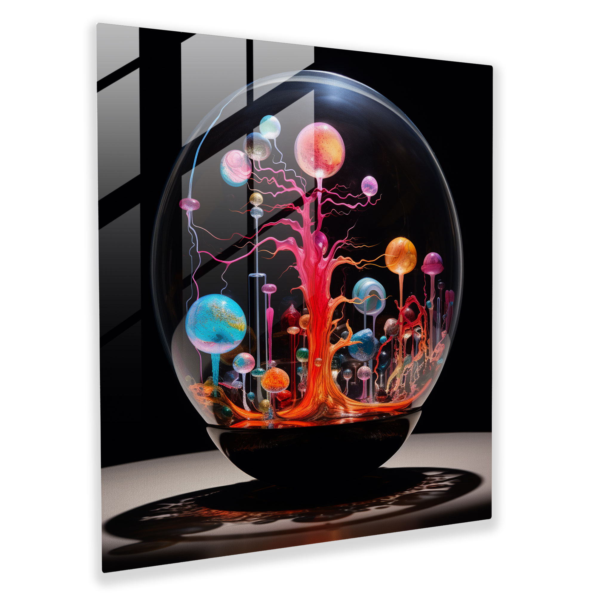 Glasbild Pink Floyd - Surreales psychedelisches Kunstwerk - Pink Floyd Glasbild Wanddekoration psychedelische Symbole