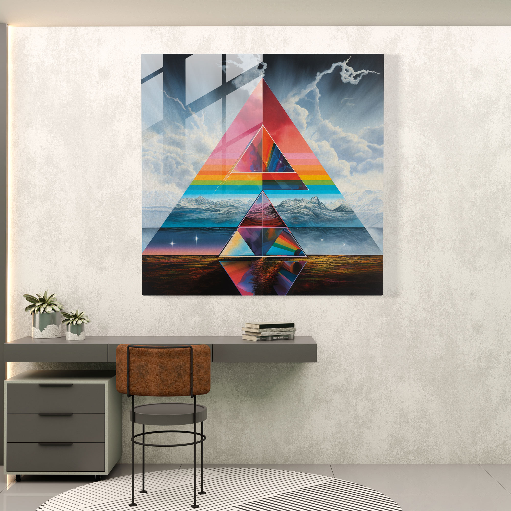 Glasbild Pink Floyd - Zeitgenössische Albumkunst - Pink Floyd Wohnkultur Glas Kunst Zeitgenössisch