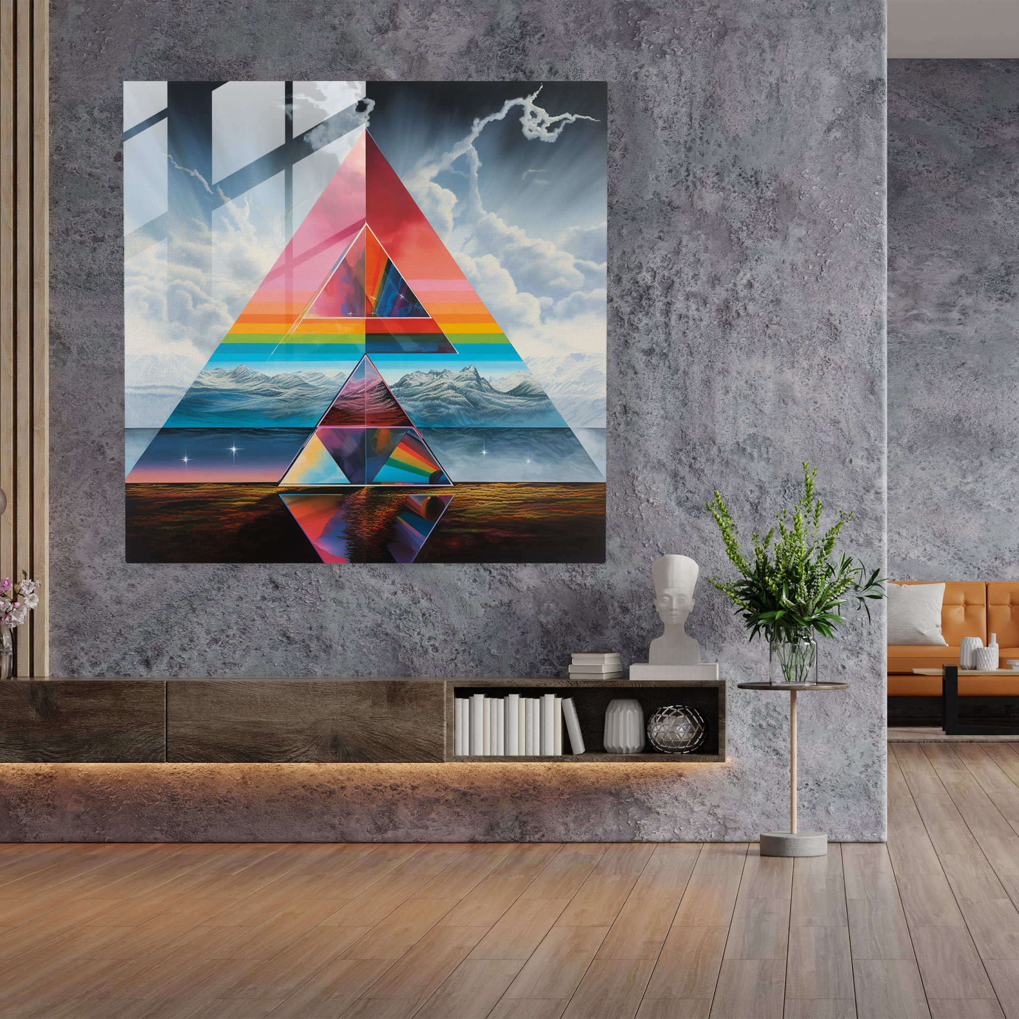 Glasbild Pink Floyd - Zeitgenössische Albumkunst - Pink Floyd Wohnkultur Glas Kunst Zeitgenössisch