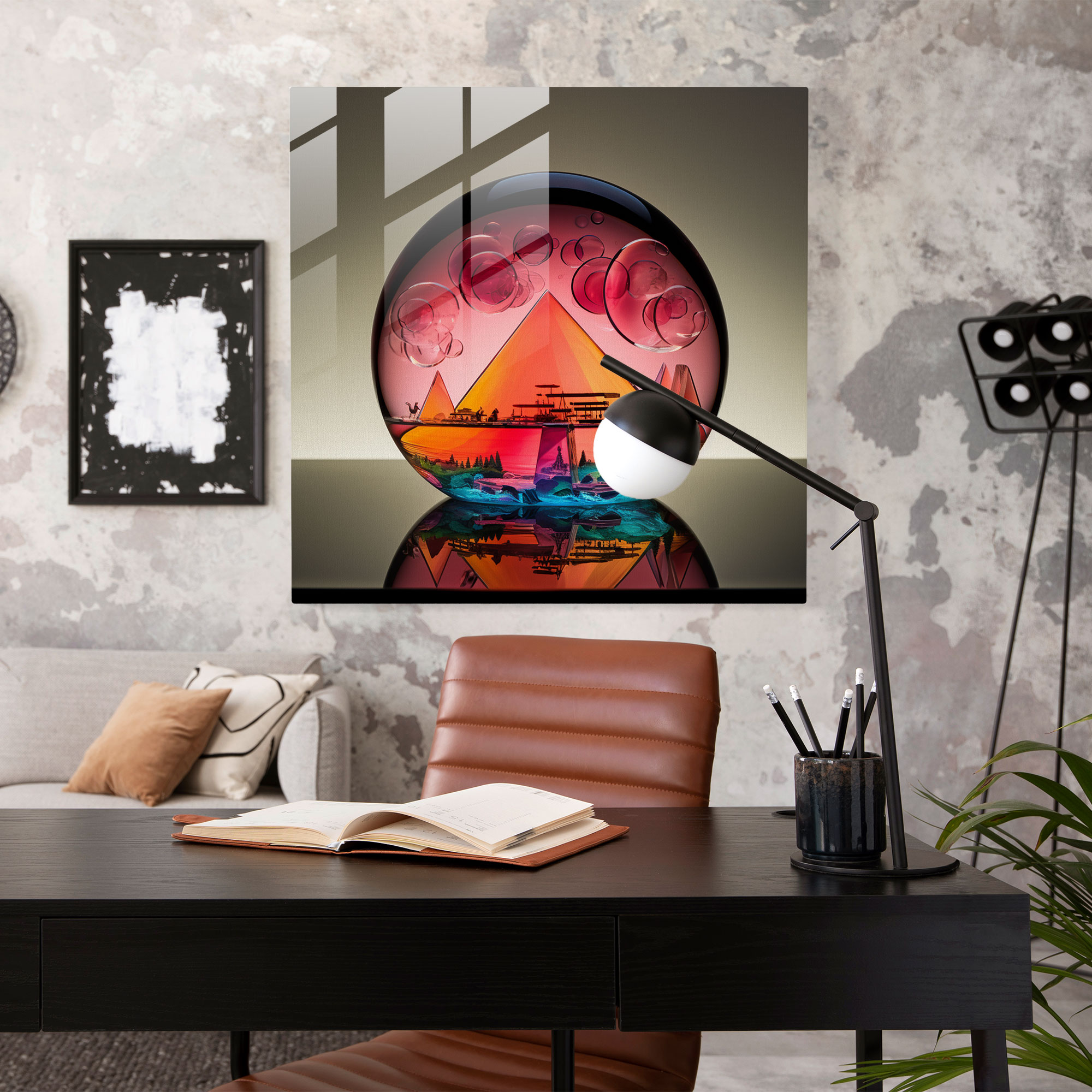 Glasbild Pink Floyd - Musikalisches Album Fusion - Pink Floyd Glas Wandkunst Album Visuals