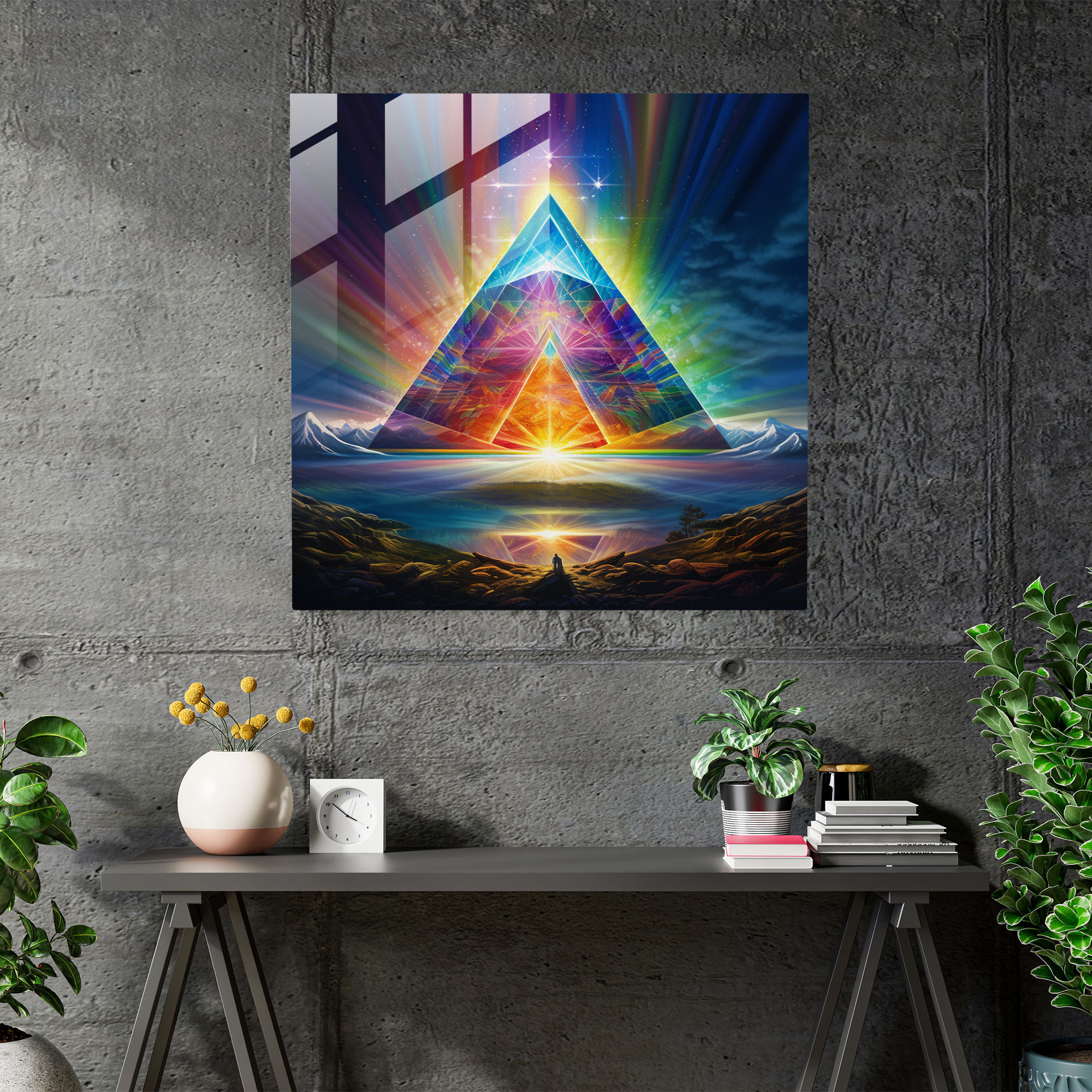 Pink Floyd Glasbild - Prismatische Brechung - Wanddekoration Wohnkultur Glaswandkunst